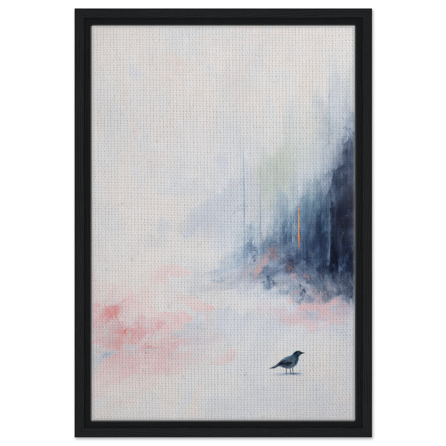Abstract painting of a bird in an Ethereal Aviary Dreamscape for framed canvas art