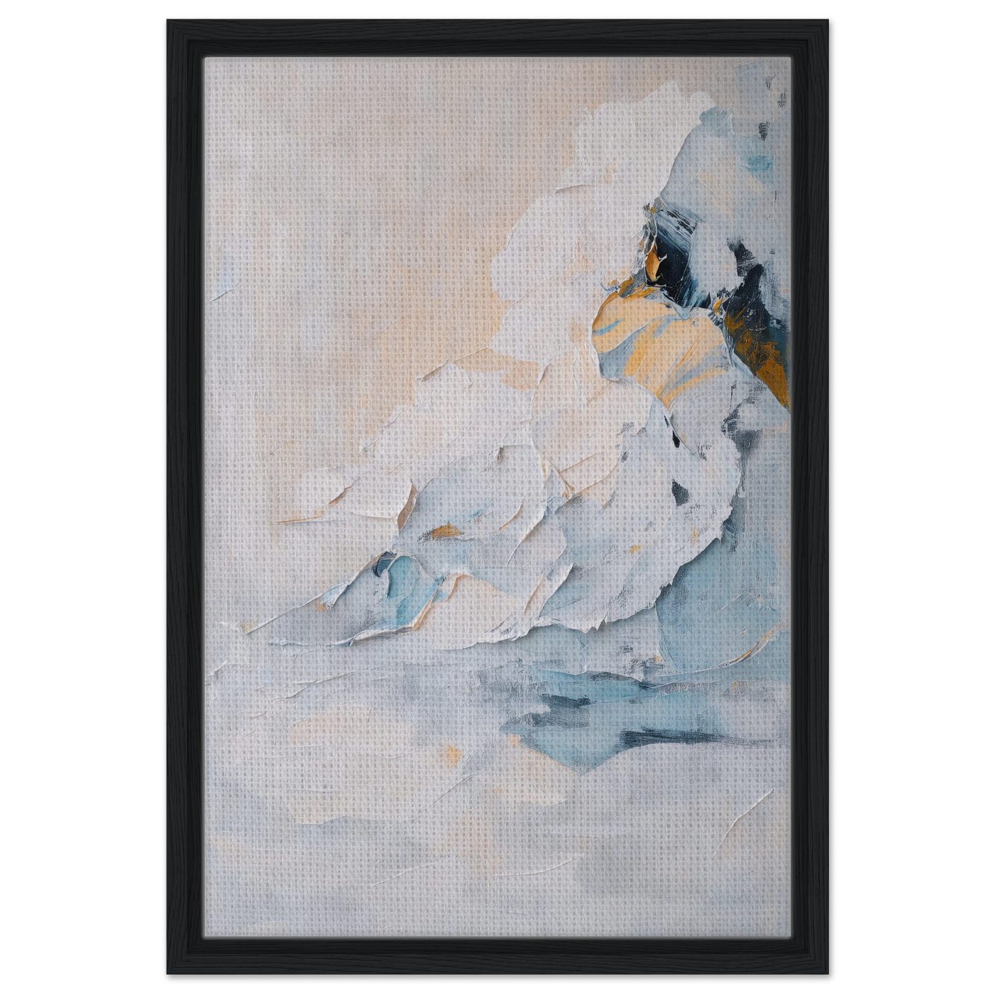 Abstract painting in soft colors and textures for Ethereal Birdscapes room decor