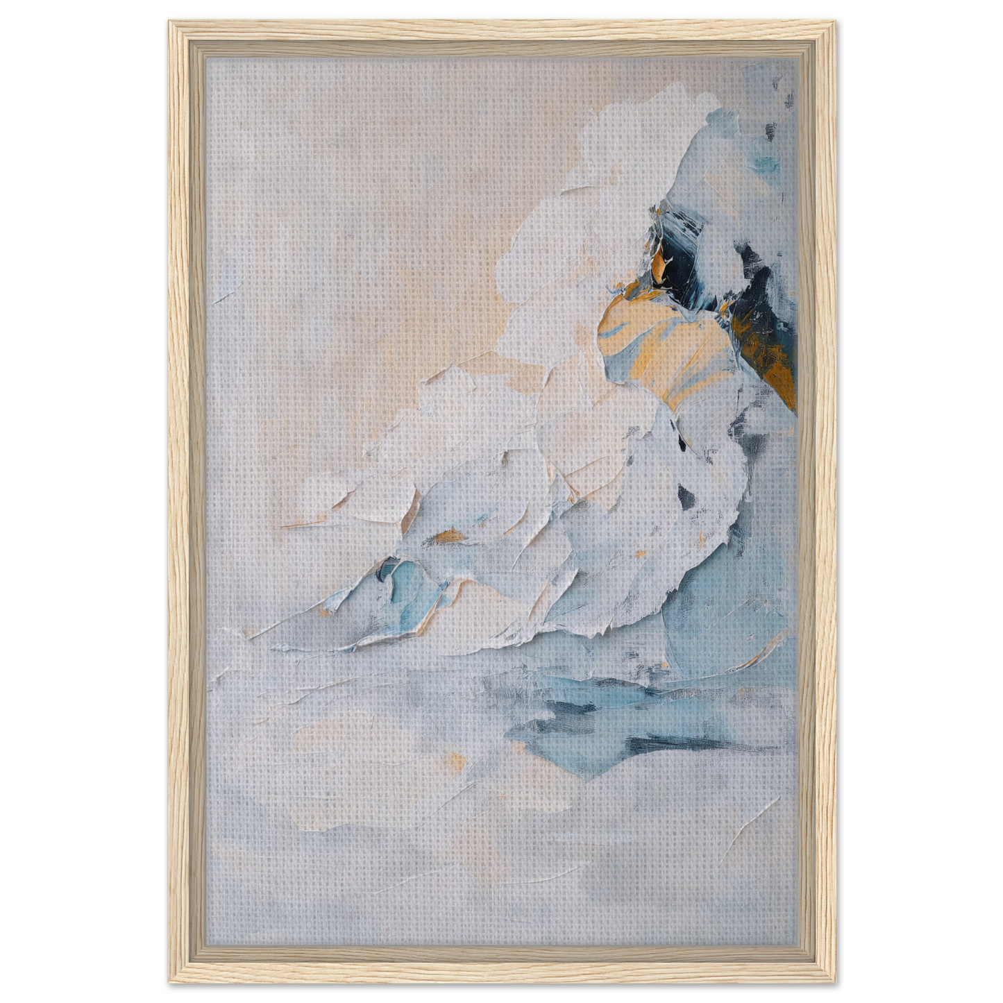 Abstract painting of ethereal birdscapes in soft colors for elegant room decor