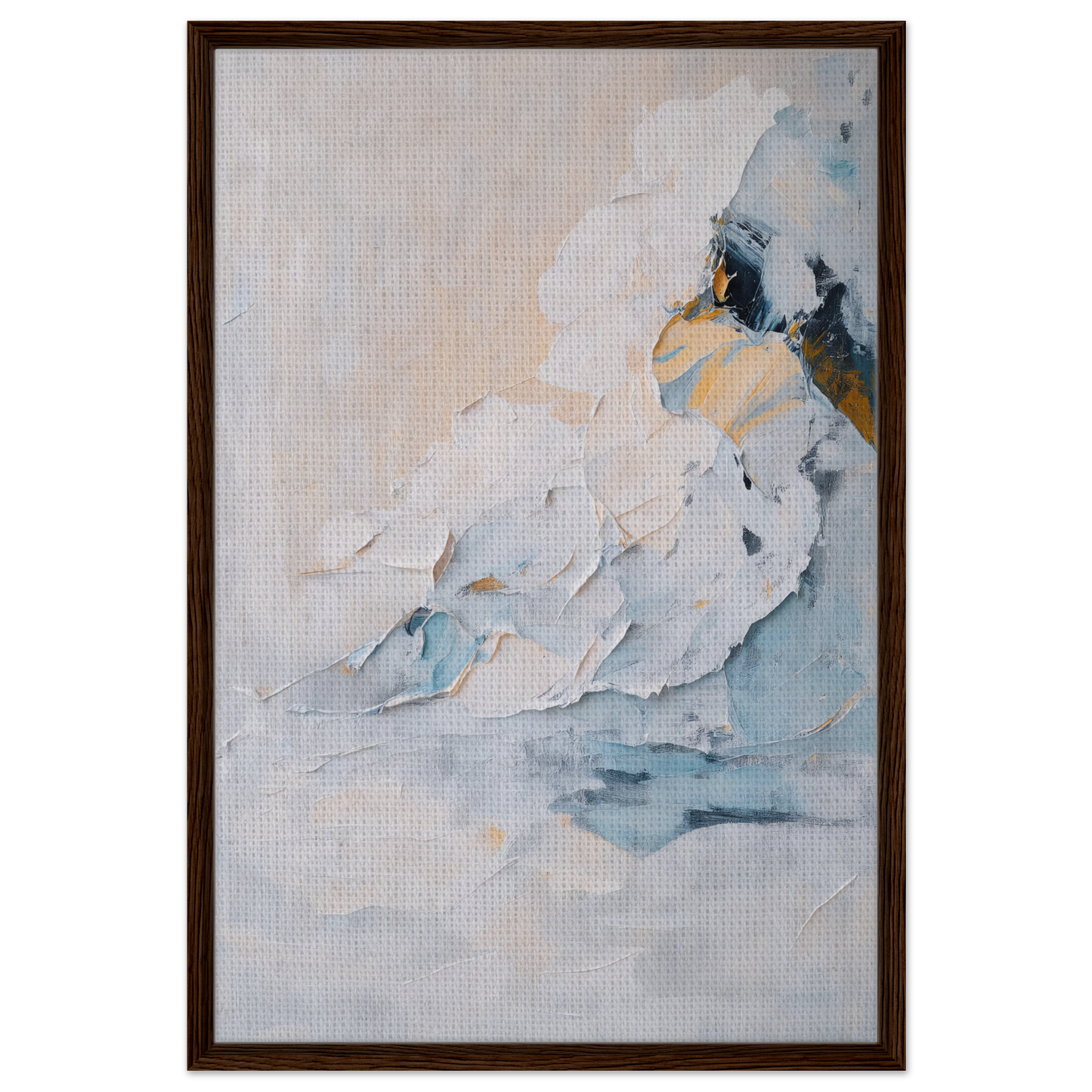 Abstract painting with soft colors and textures from Ethereal Birdscapes framed canvas print