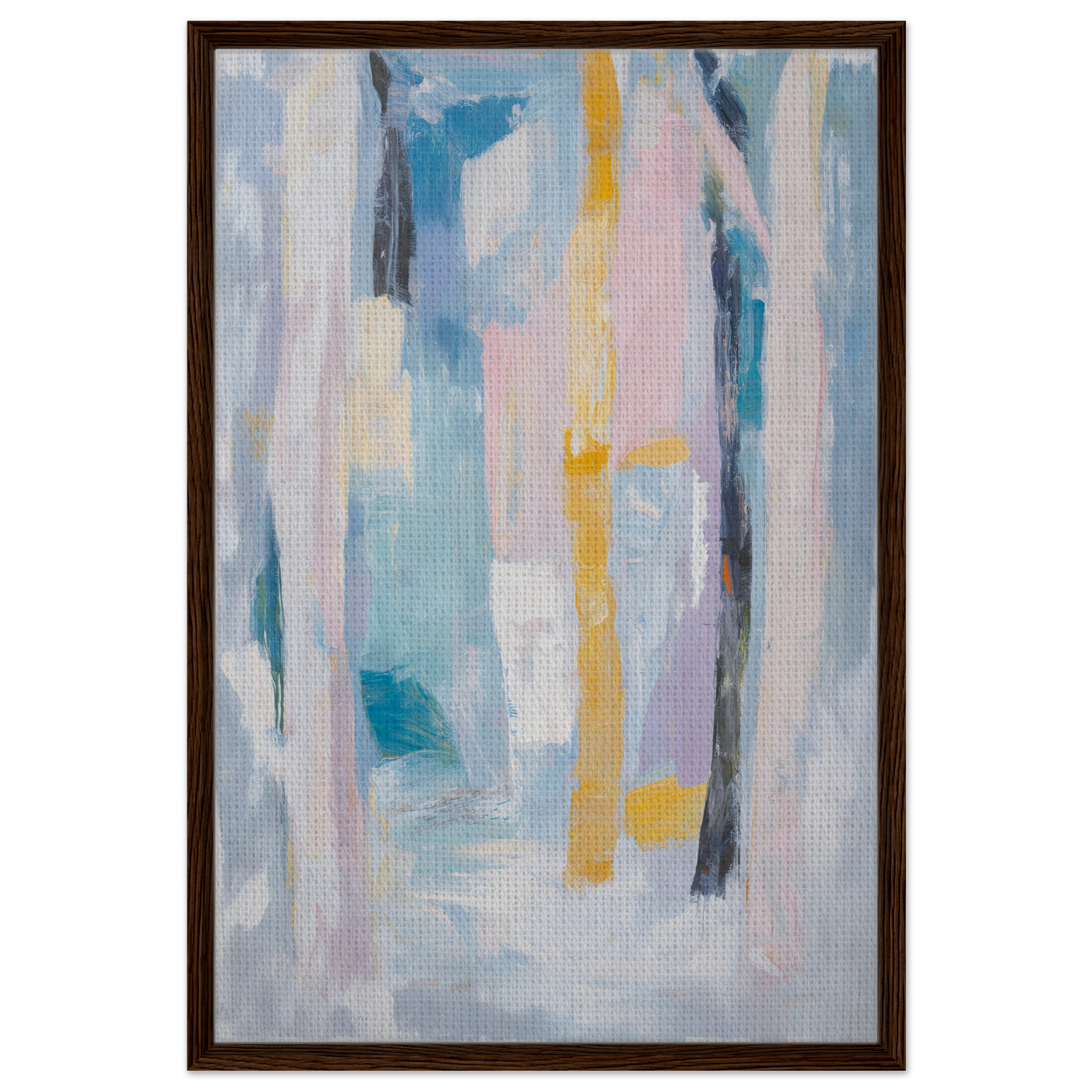 Abstract painting with vertical brushstrokes in soft colors from Ethereal Tree Murmur