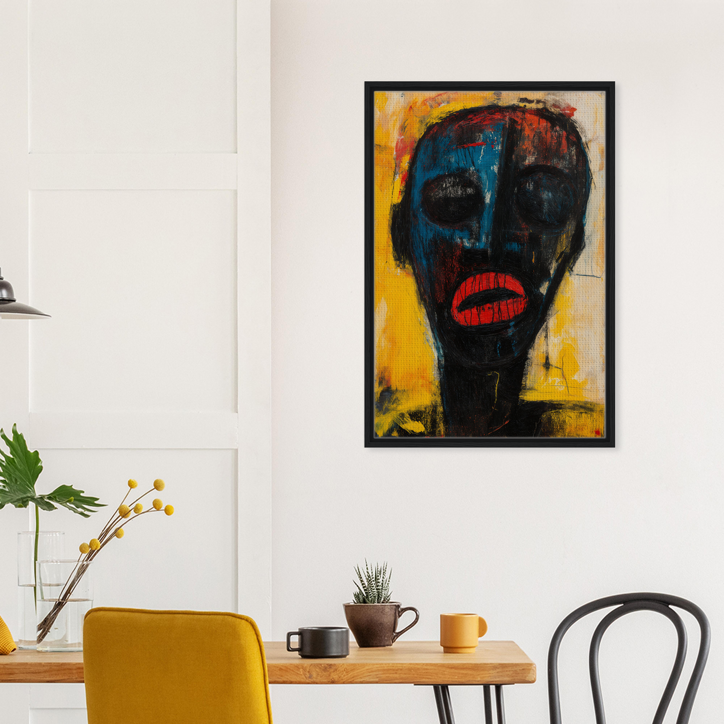 Abstract portrait with dark face and vibrant background from Face’s Psyche Palette