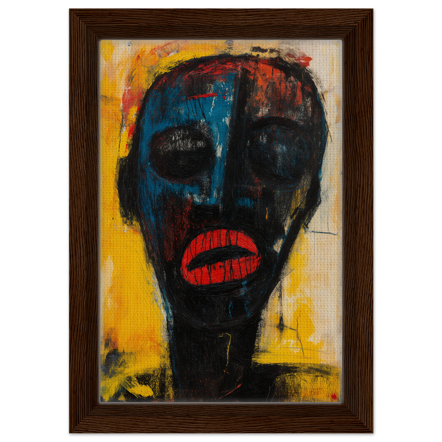 Abstract portrait with bold colors representing Face’s Psyche Palette for unique room decor