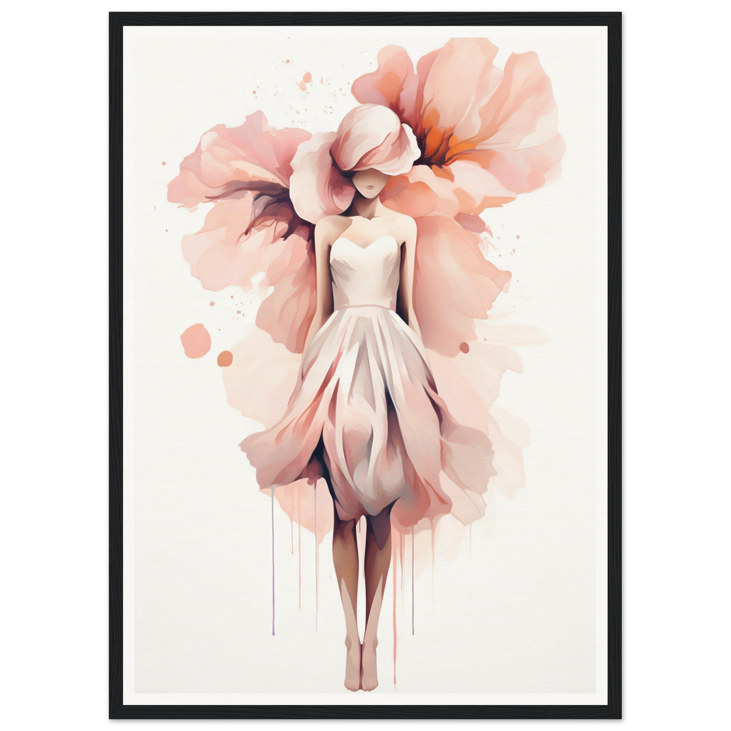 Stylized illustration of a woman’s silhouette merged with a blooming flower in soft pink tones.