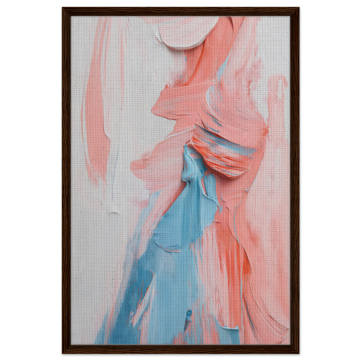 Abstract painting in pink and blue brushstrokes for Fluid Spectrum Symphony room decor