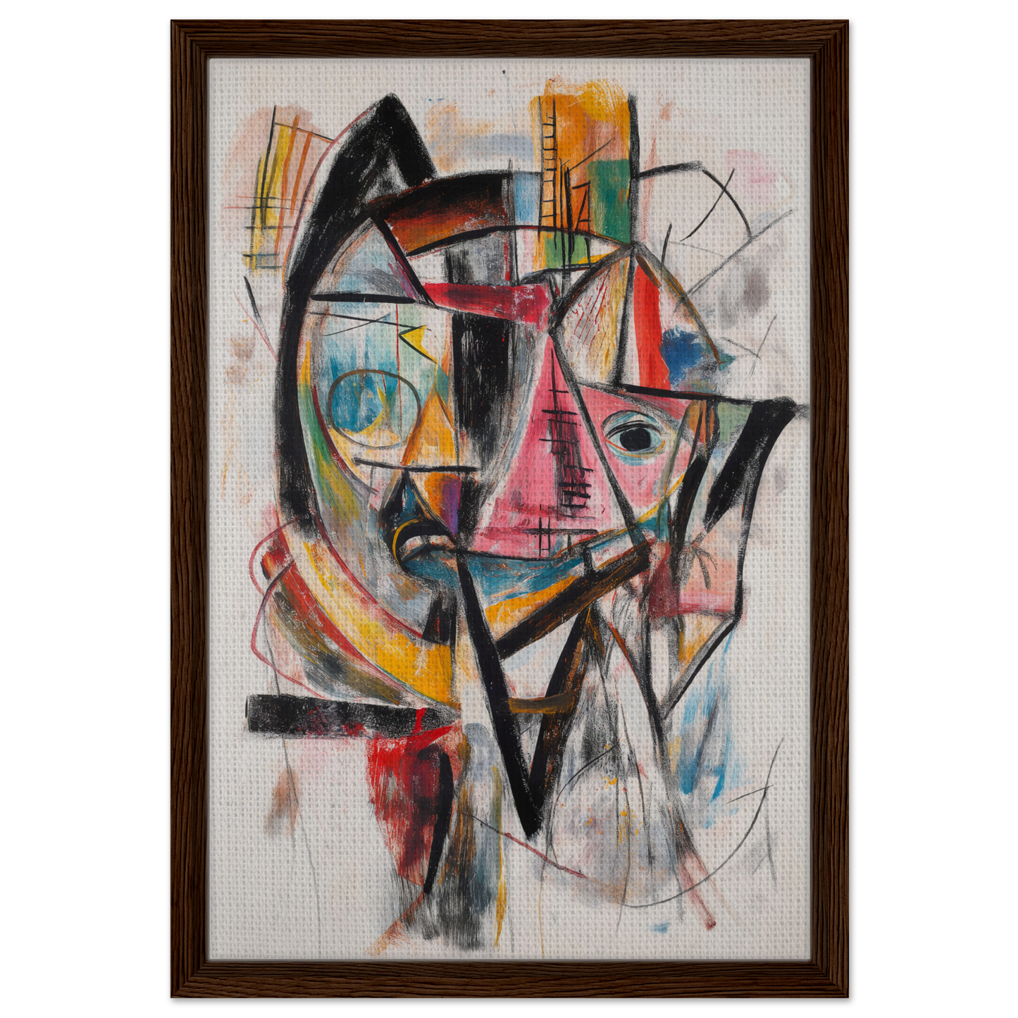 Abstract painting of a colorful fragmented vortex delirium for unique room decor