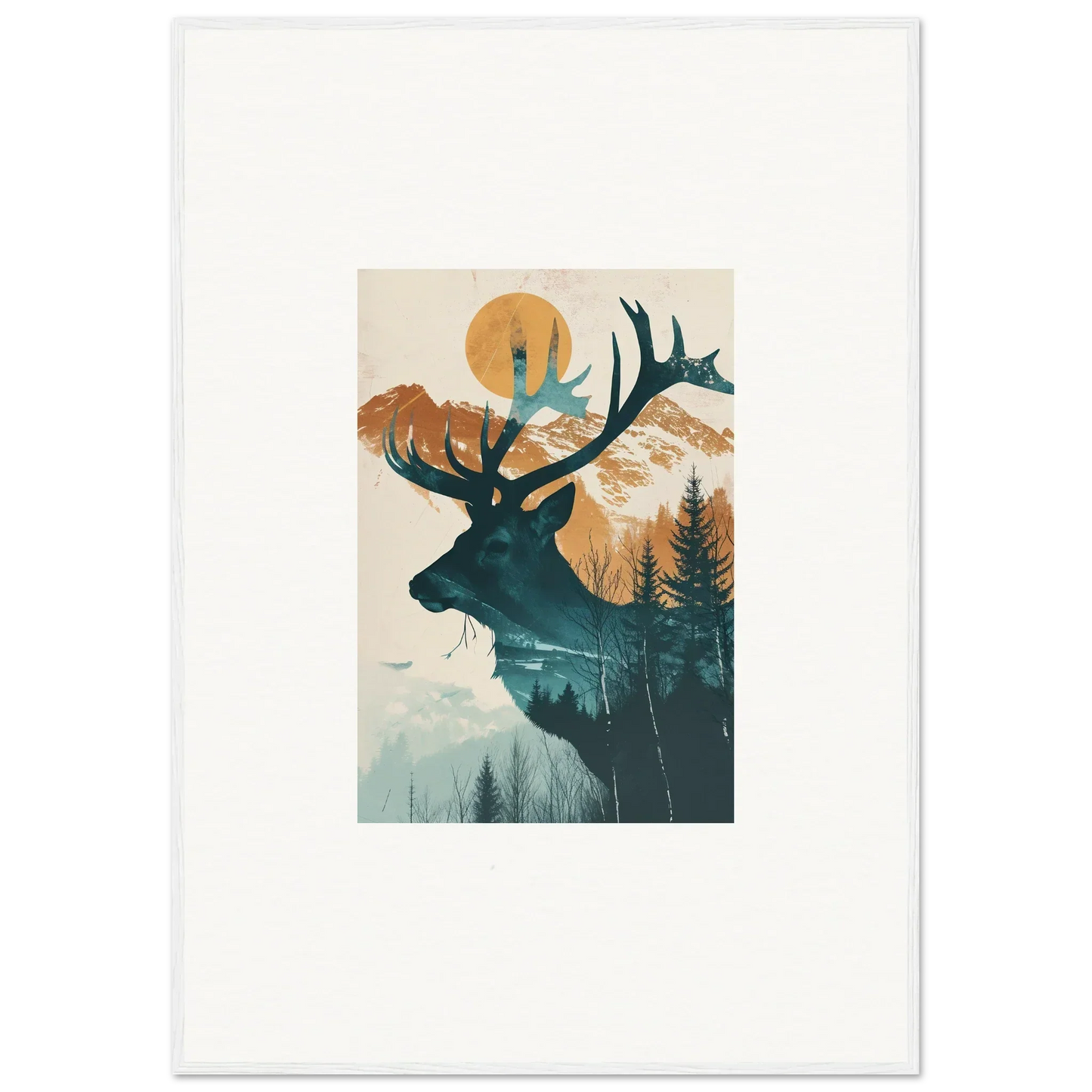 Silhouette of a deer head with nature scene in Alliance Mirage Visions canvas print