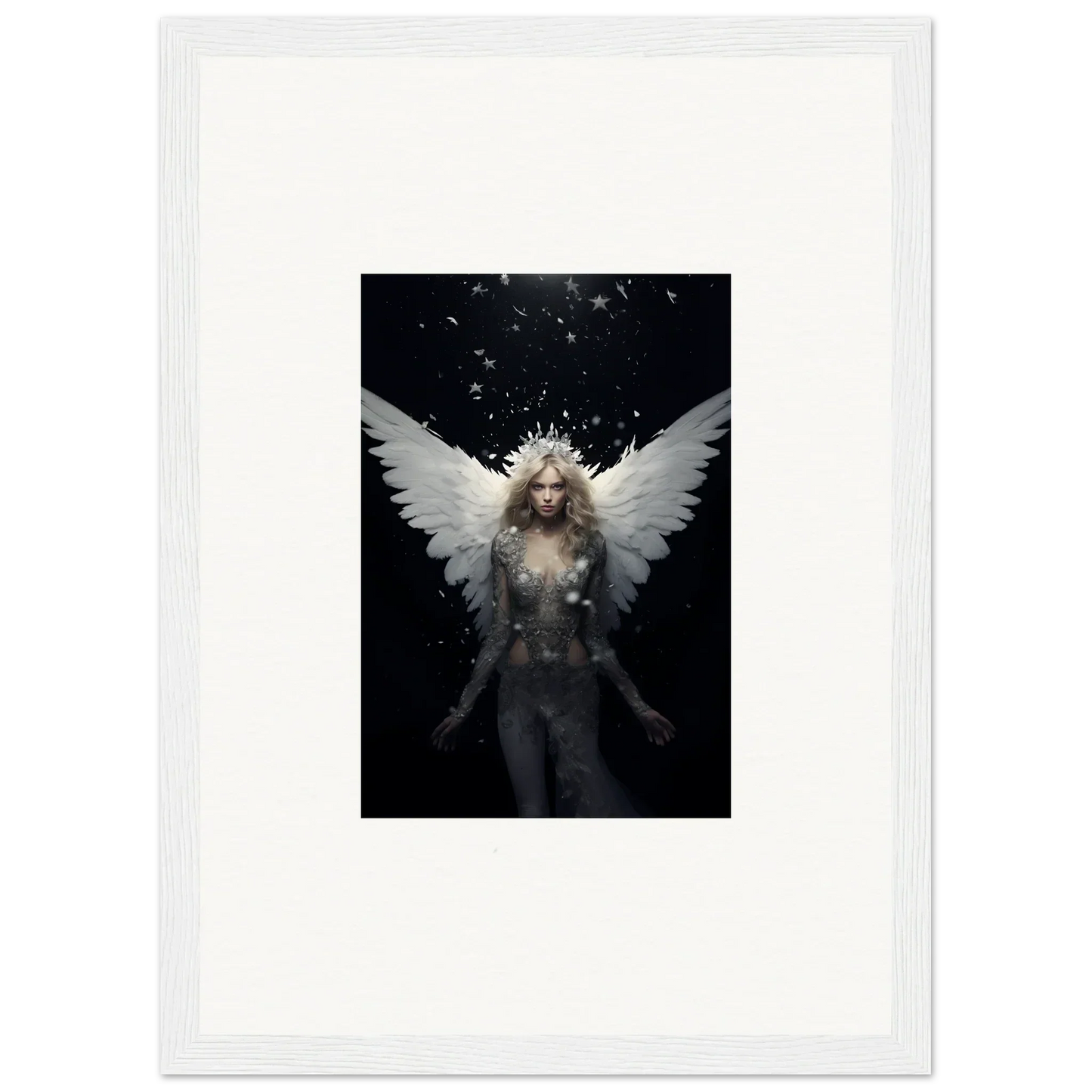Ethereal winged figure art perfect for emotion surge room decor or framed wall art