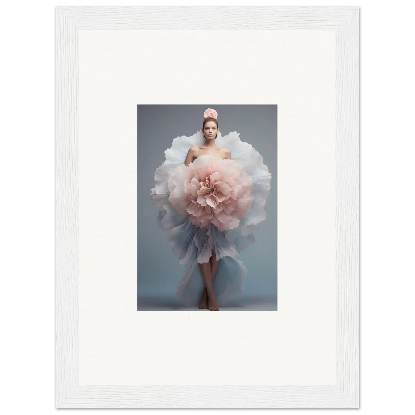 Ethereal blush pink and white tulle dress for Astral Petal Whispers special edition art