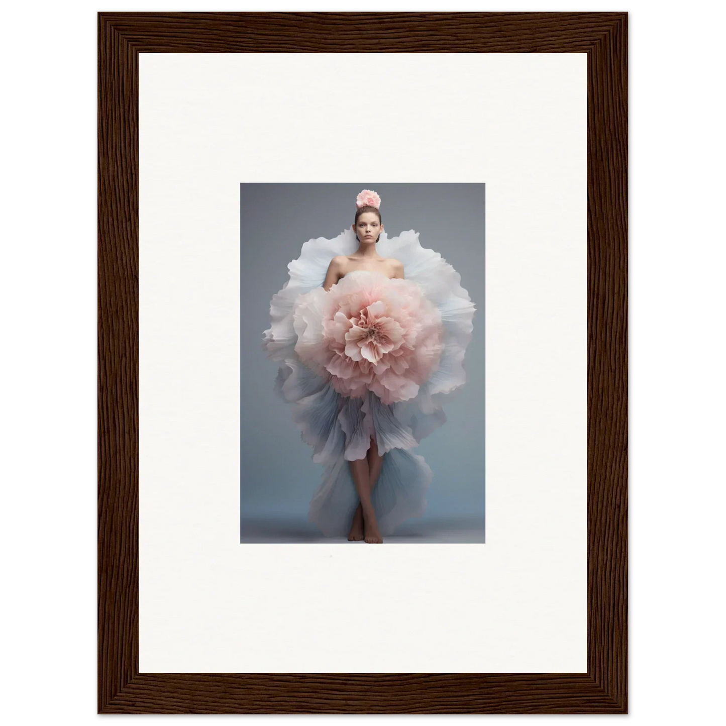 A stunning figure in an ethereal pink floral dress from Astral Petal Whispers
