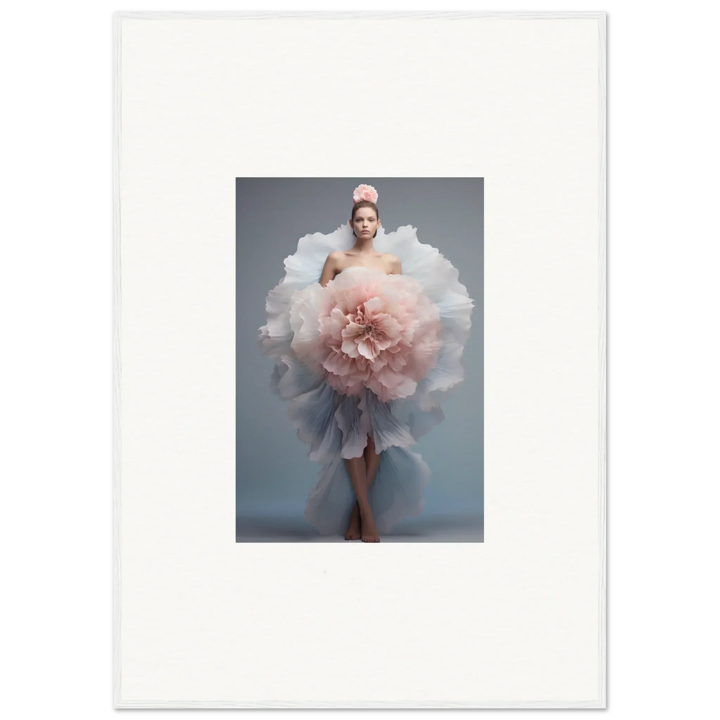 Dramatic ruffled dress like a flower in Astral Petal Whispers special edition art