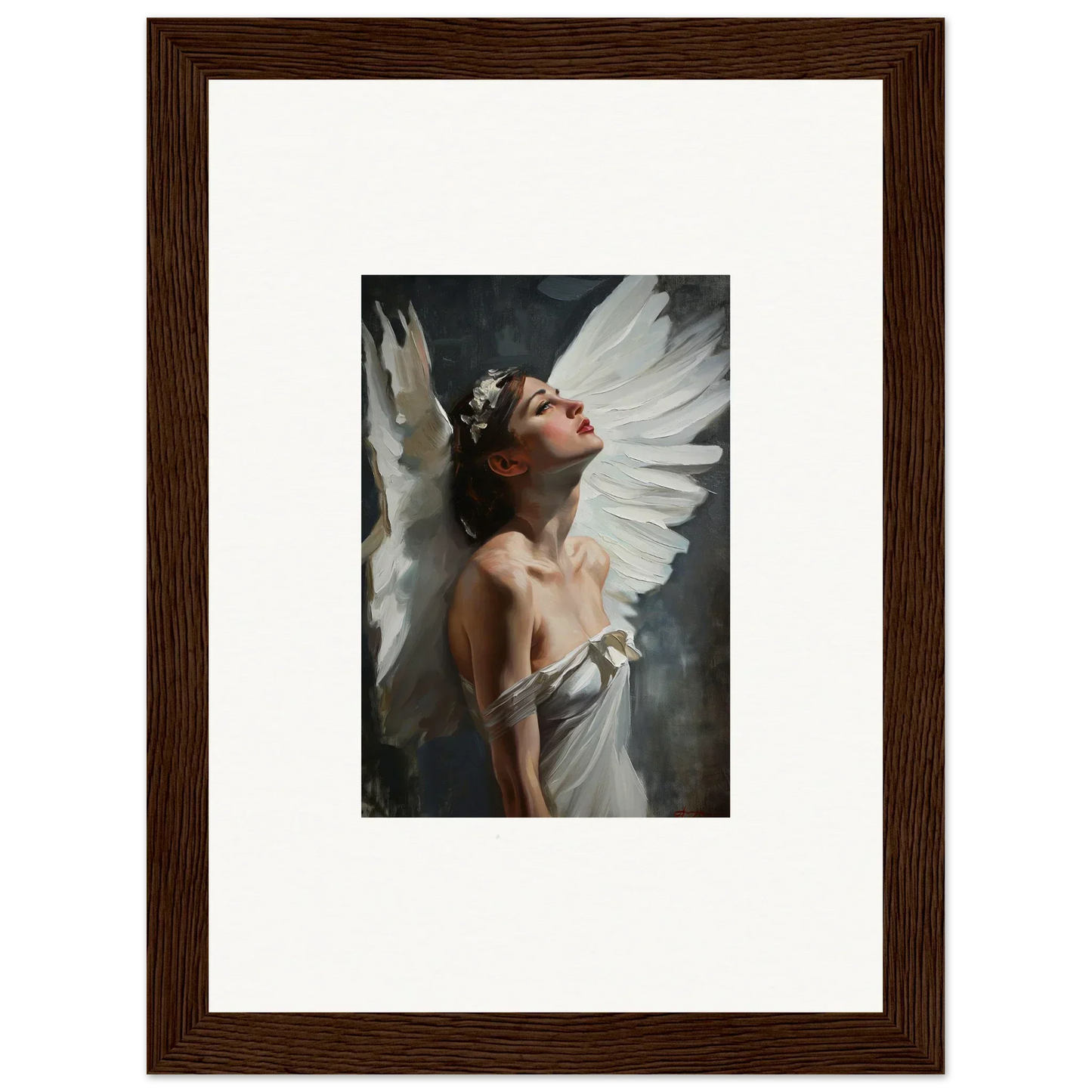 Ethereal figure with wings in Astral Wings Emergence canvas print for room decoration