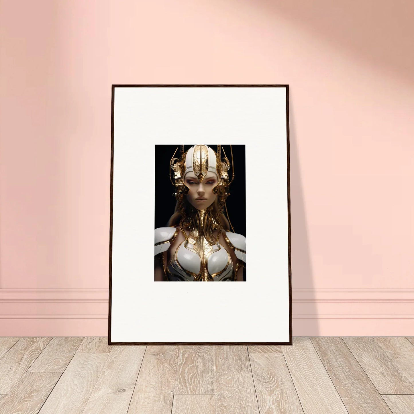 Framed wall art of a unique humanoid creature, perfect for room decoration