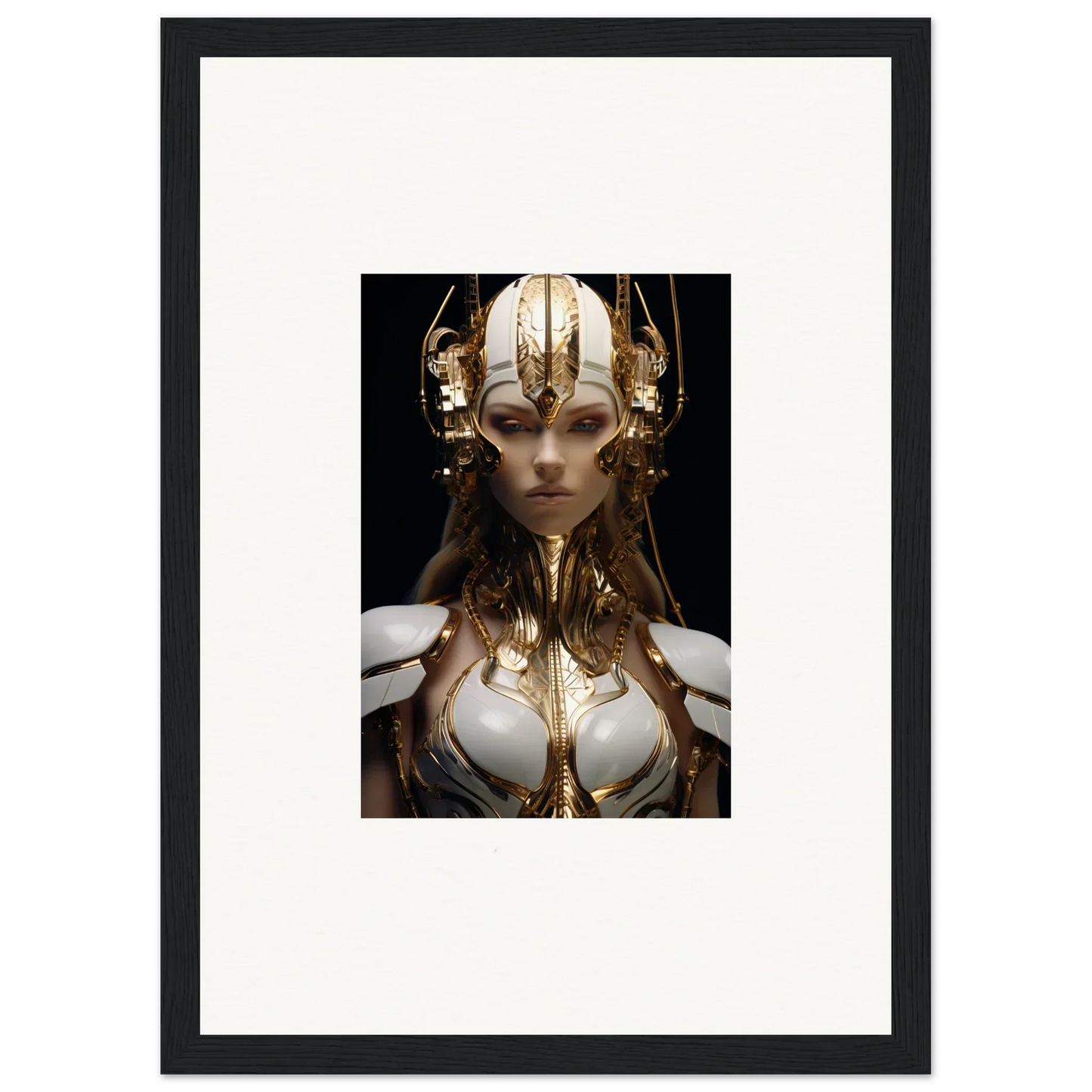 Ornate golden headdress and armor for stunning Sci-fi Femme wall art canvas print