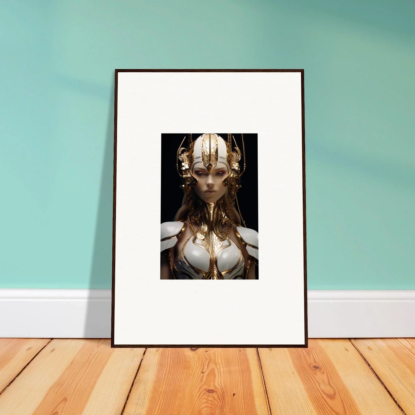 Futuristic biomechanical humanoid wall art perfect for room decoration or canvas print