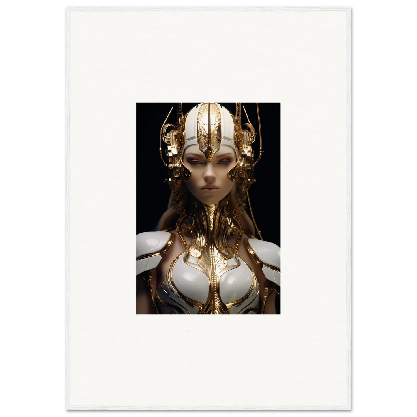 Ornate golden headdress and armor figure for unique wall art and room decoration