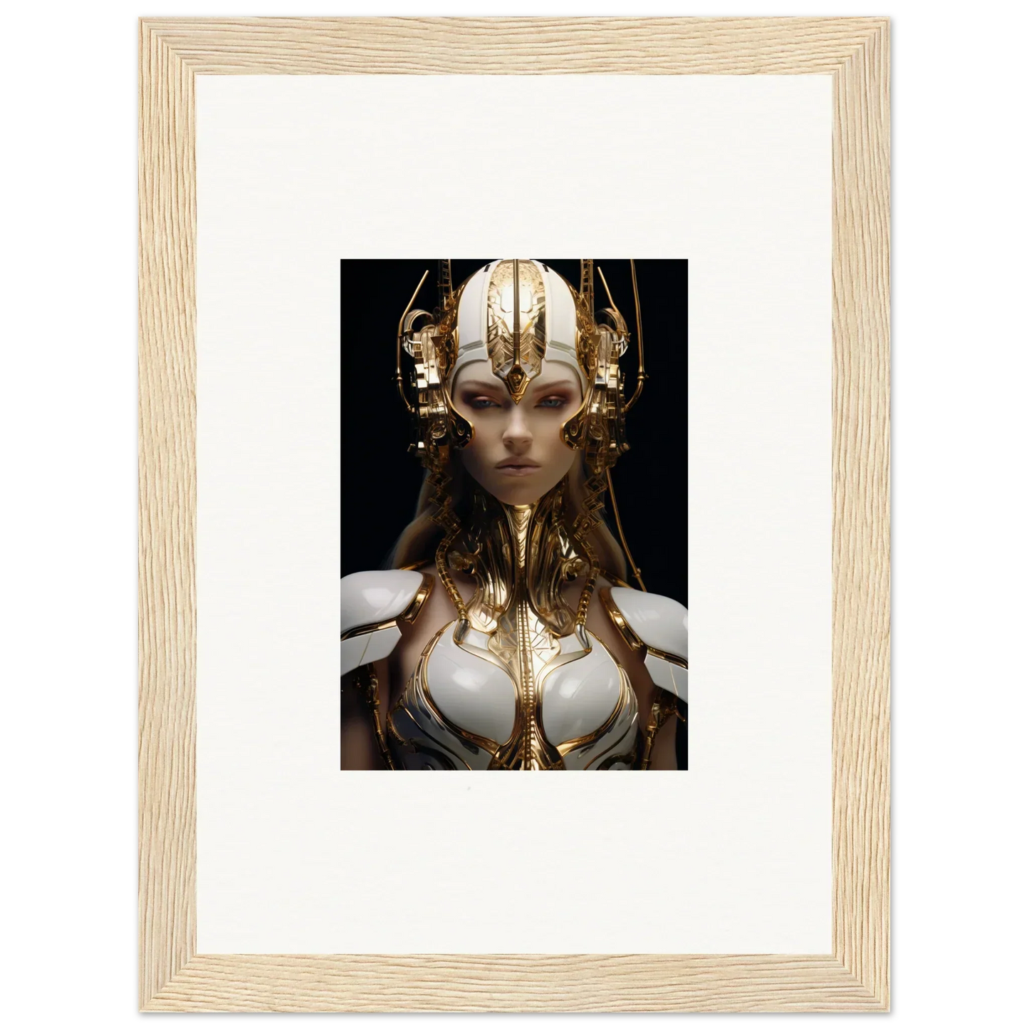 Ornate golden headdress and armor make stunning wall art for room decoration