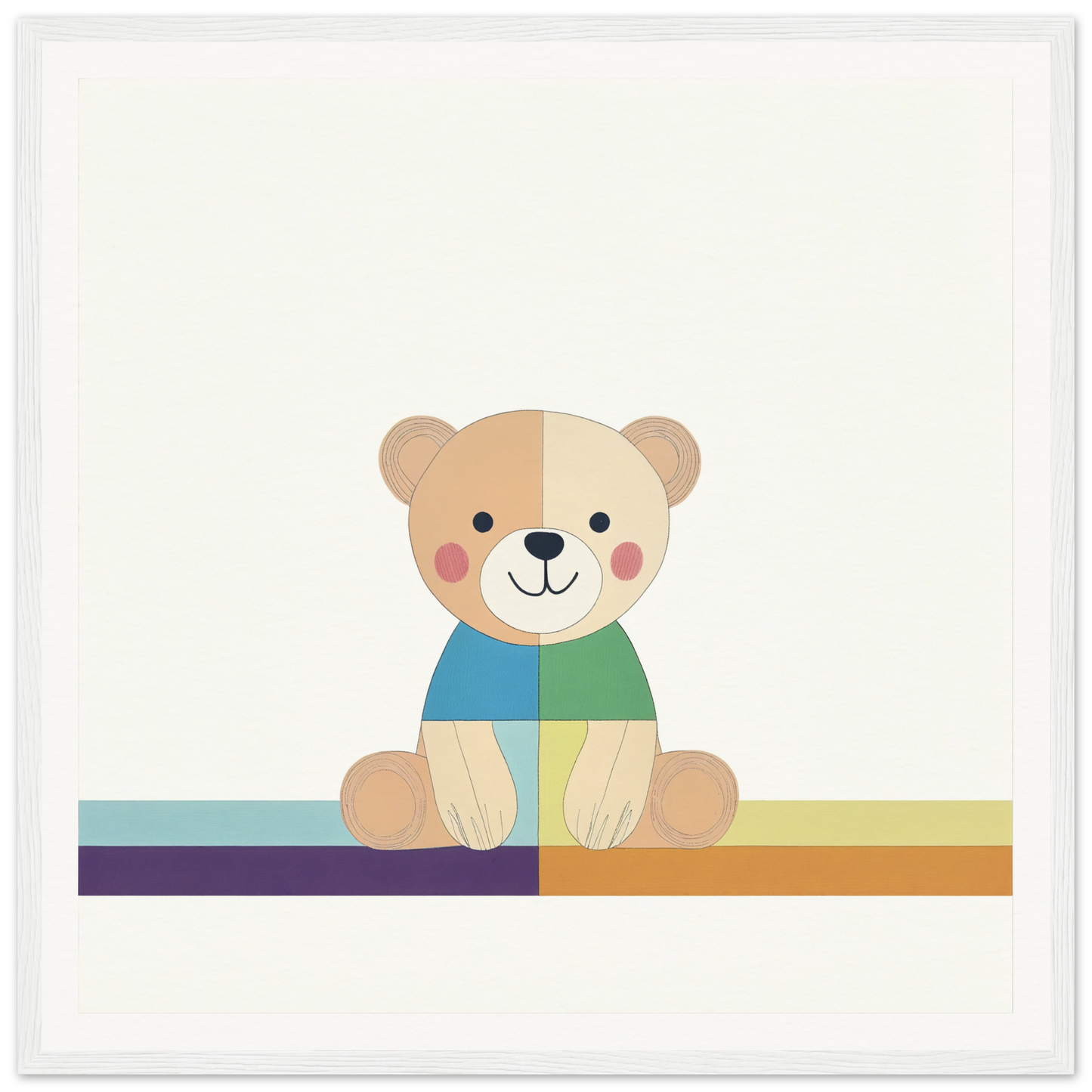 Cute cartoon teddy bear in blue and green shirt from Bear Serene special edition art™