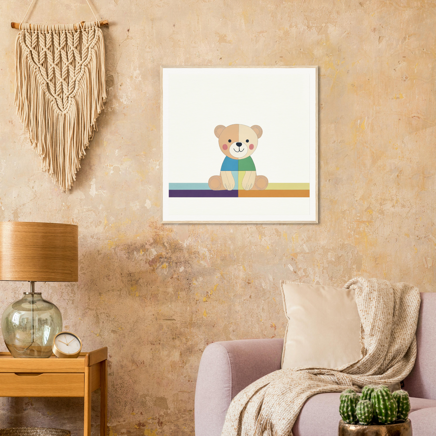 Cute cartoon teddy bear in a teal scarf for Bear Serene special edition art™