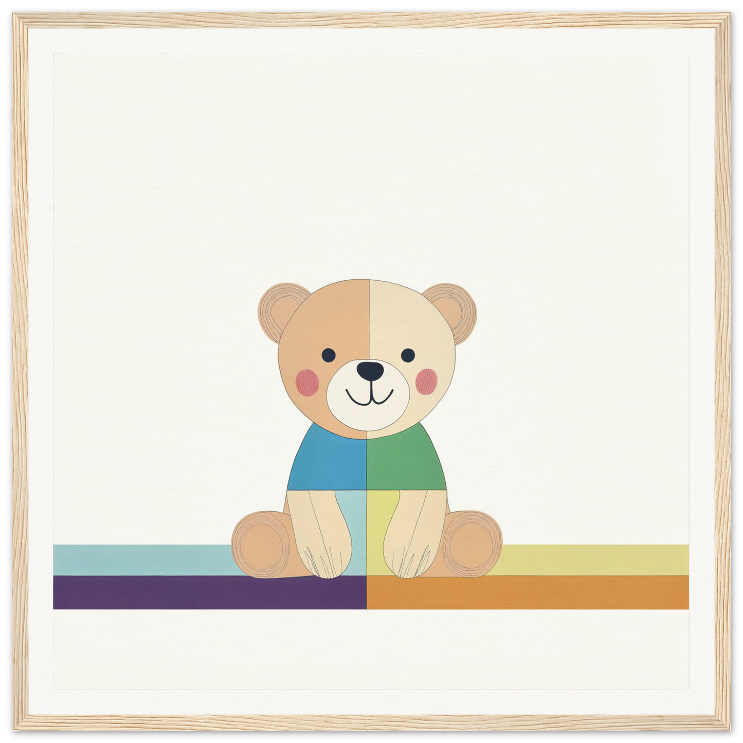Cute cartoon teddy bear in blue and green shirt from Bear Serene special edition art™