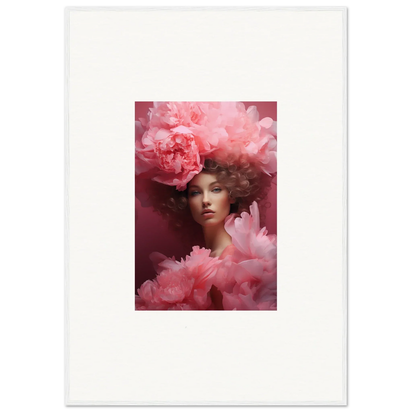 Portrait of a woman in dreamy floral vibe for a Blossom Dreamscape Whispers canvas print