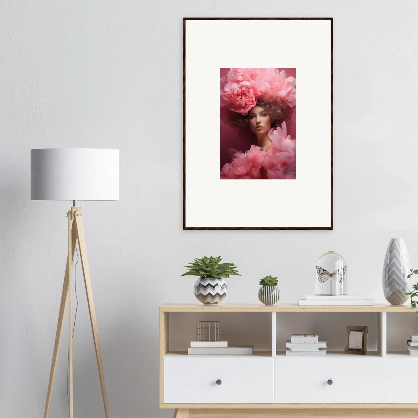 Framed canvas print of Blossom Dreamscape Whispers with pink floral elements