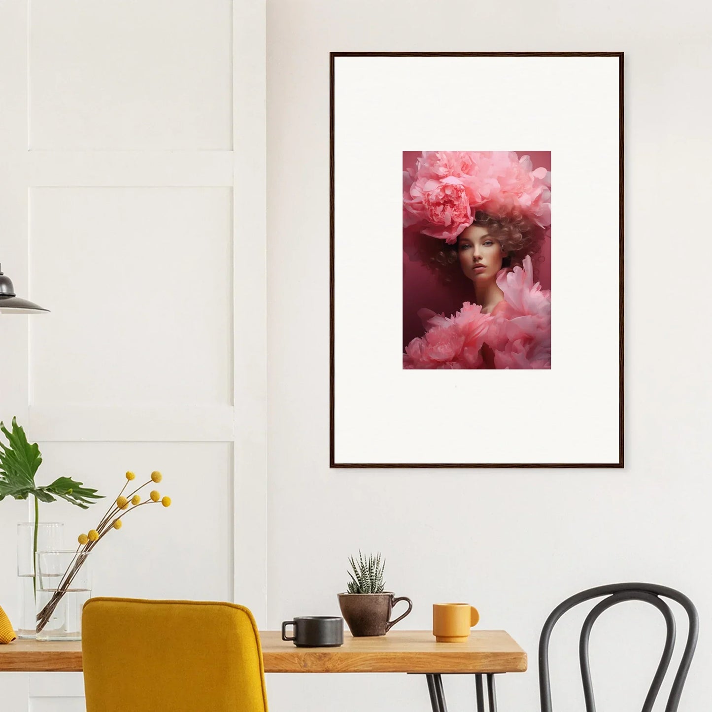 Framed canvas print of Blossom Dreamscape Whispers with a pink smoke portrait