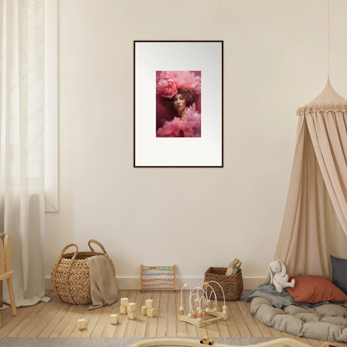 Framed canvas print of Blossom Dreamscape Whispers with floral portrait for room decoration