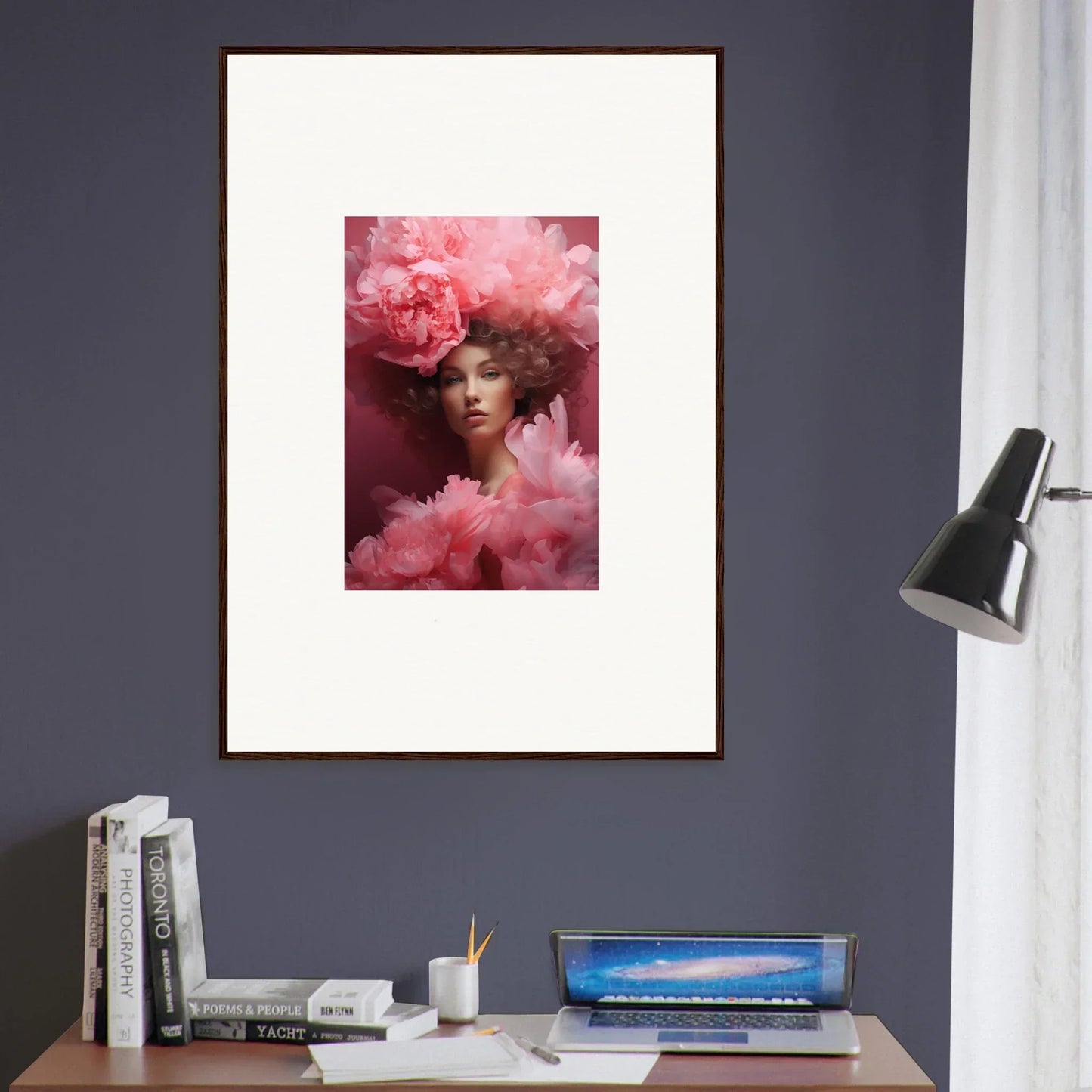 Stylish canvas print of Blossom Dreamscape Whispers with pink floral portrait decoration