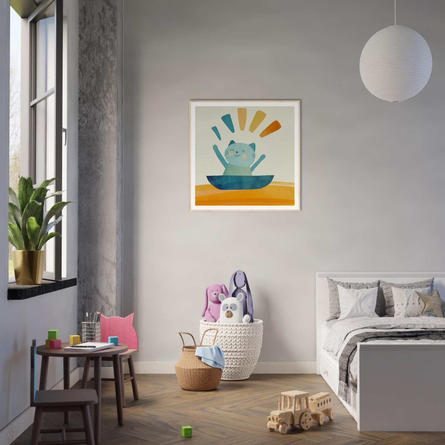 Framed art print of a teapot with vibrant lines from Boatbound Bliss special edition art™