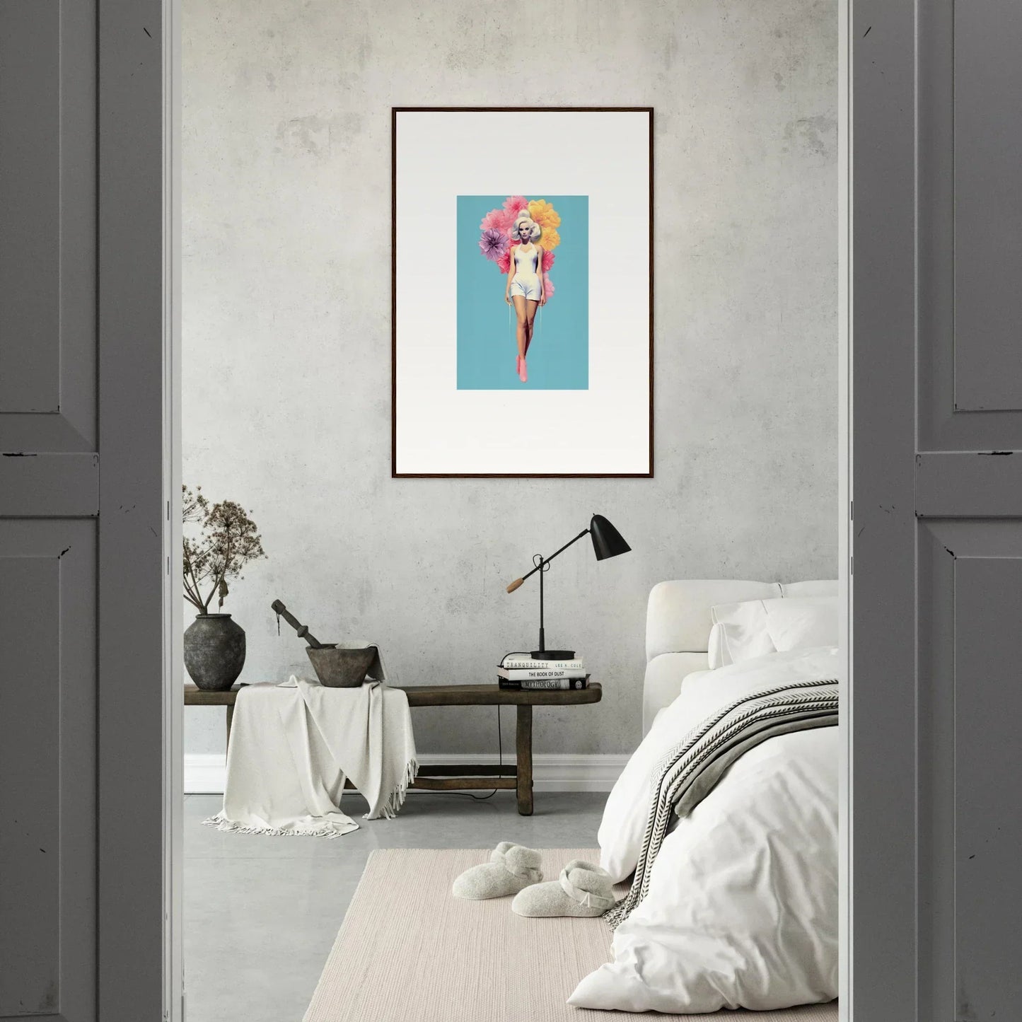 Framed wall art of pink and yellow ice cream cone in Bubbling Radiant Essence design