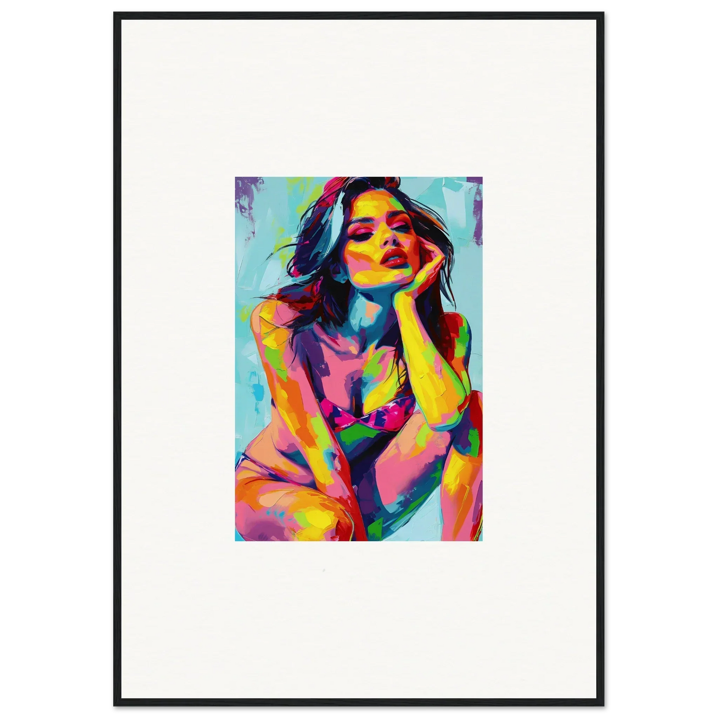 Colorful abstract portrait painting of a woman for Ecliptic Yearning room decor