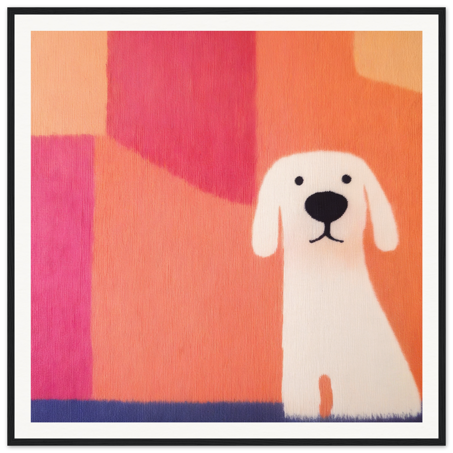 White dog with floppy ears and black nose for Canine Chromatic Yoga product