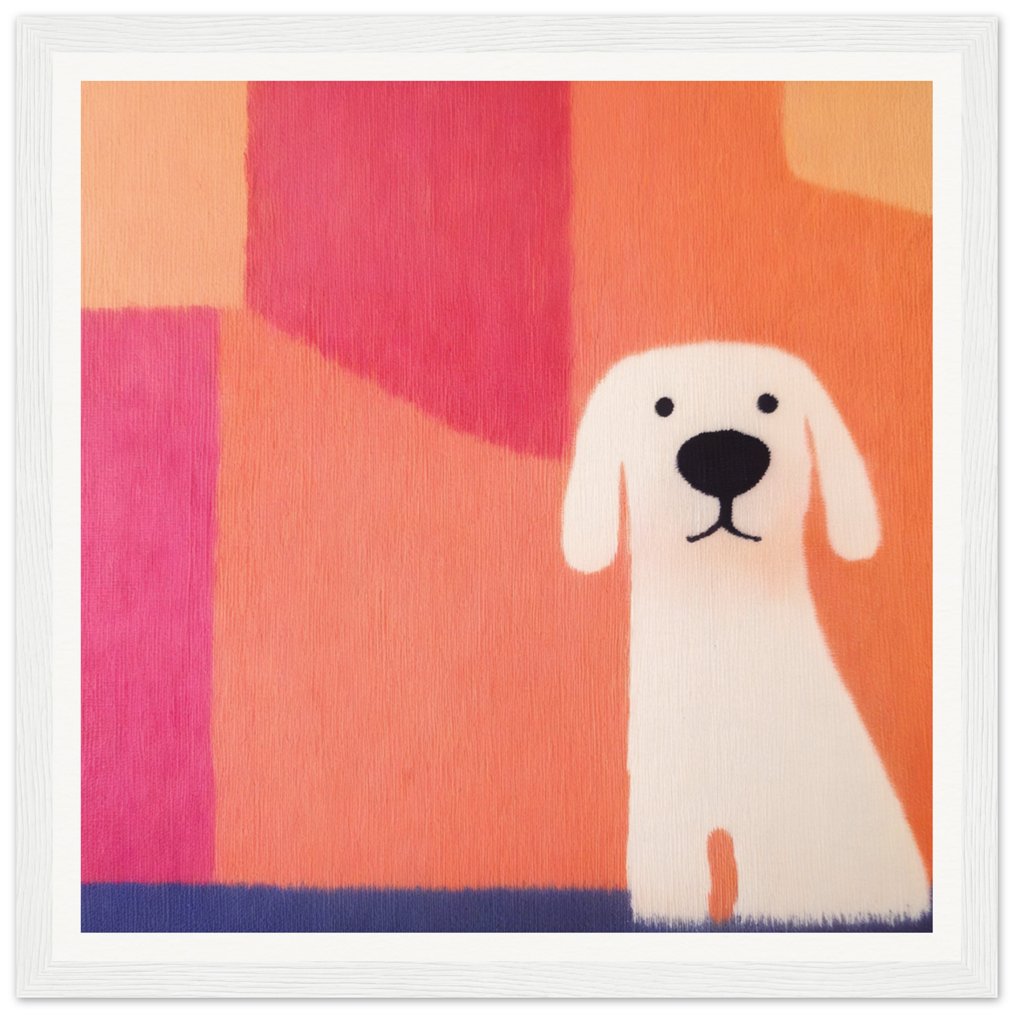 Simple white dog with floppy ears and black nose for Canine Chromatic Yoga