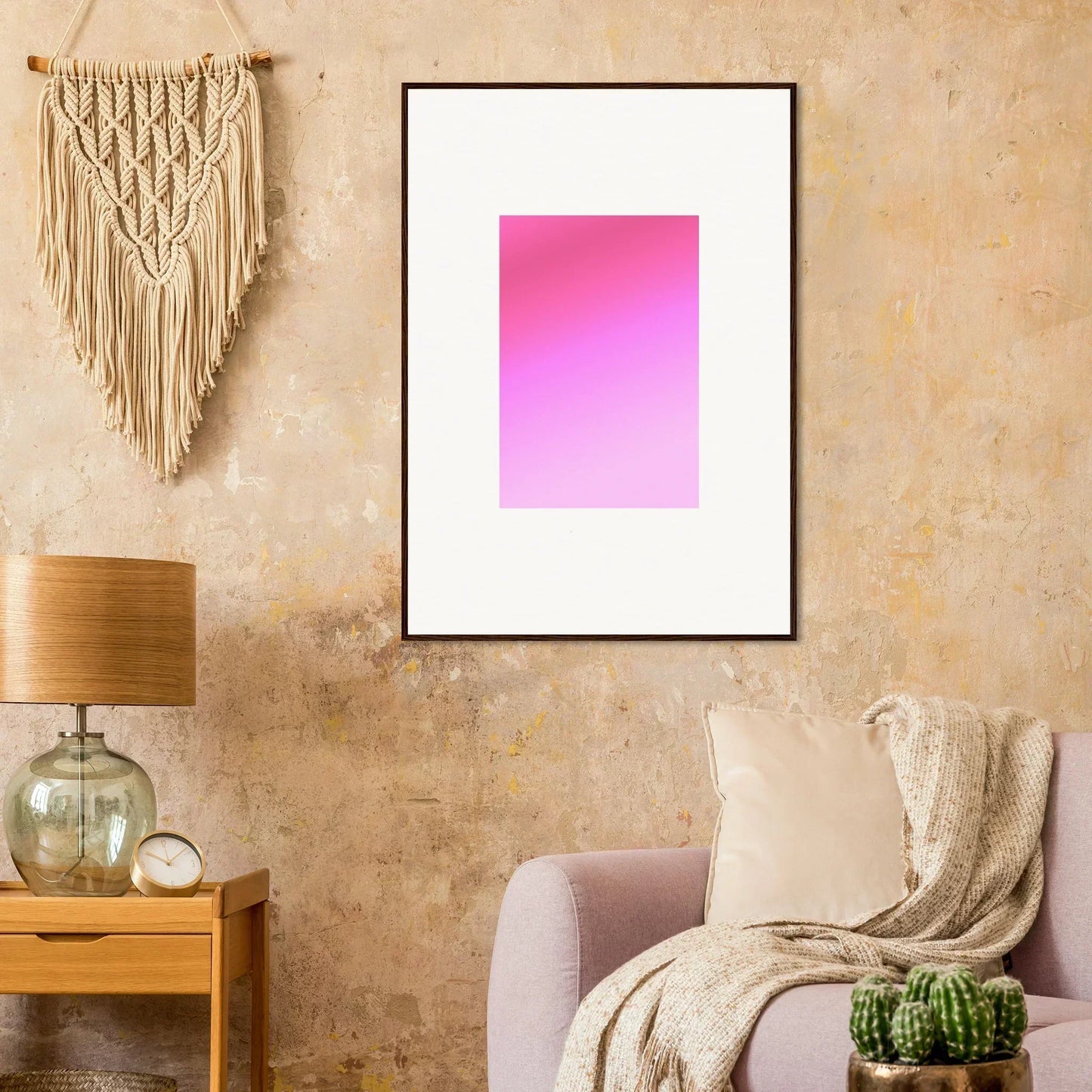 Framed pink gradient artwork on the wall from Cerise Dream Surface special edition art™