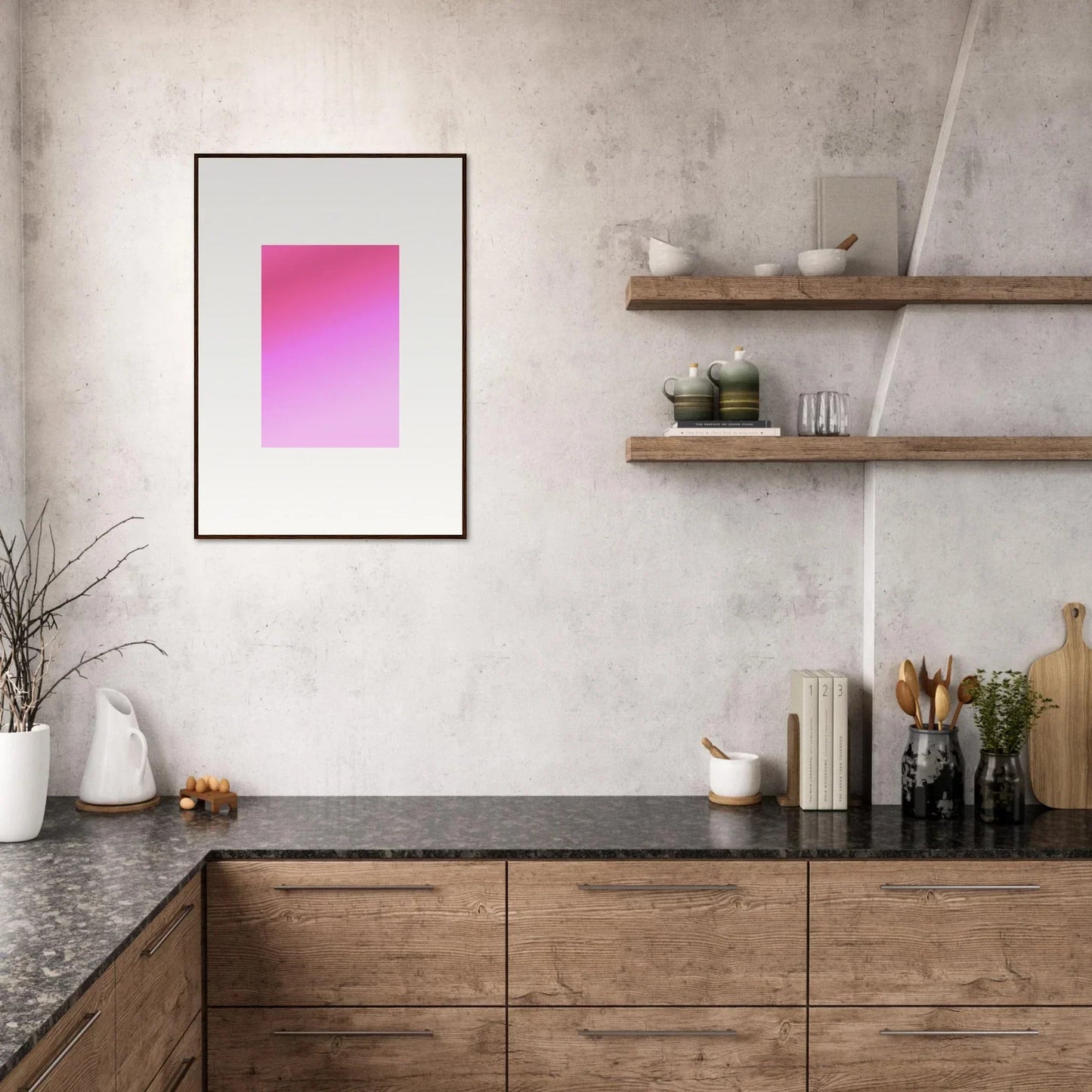 Pink-to-purple gradient artwork in a black frame, perfect for Cerise Dream Surface lovers