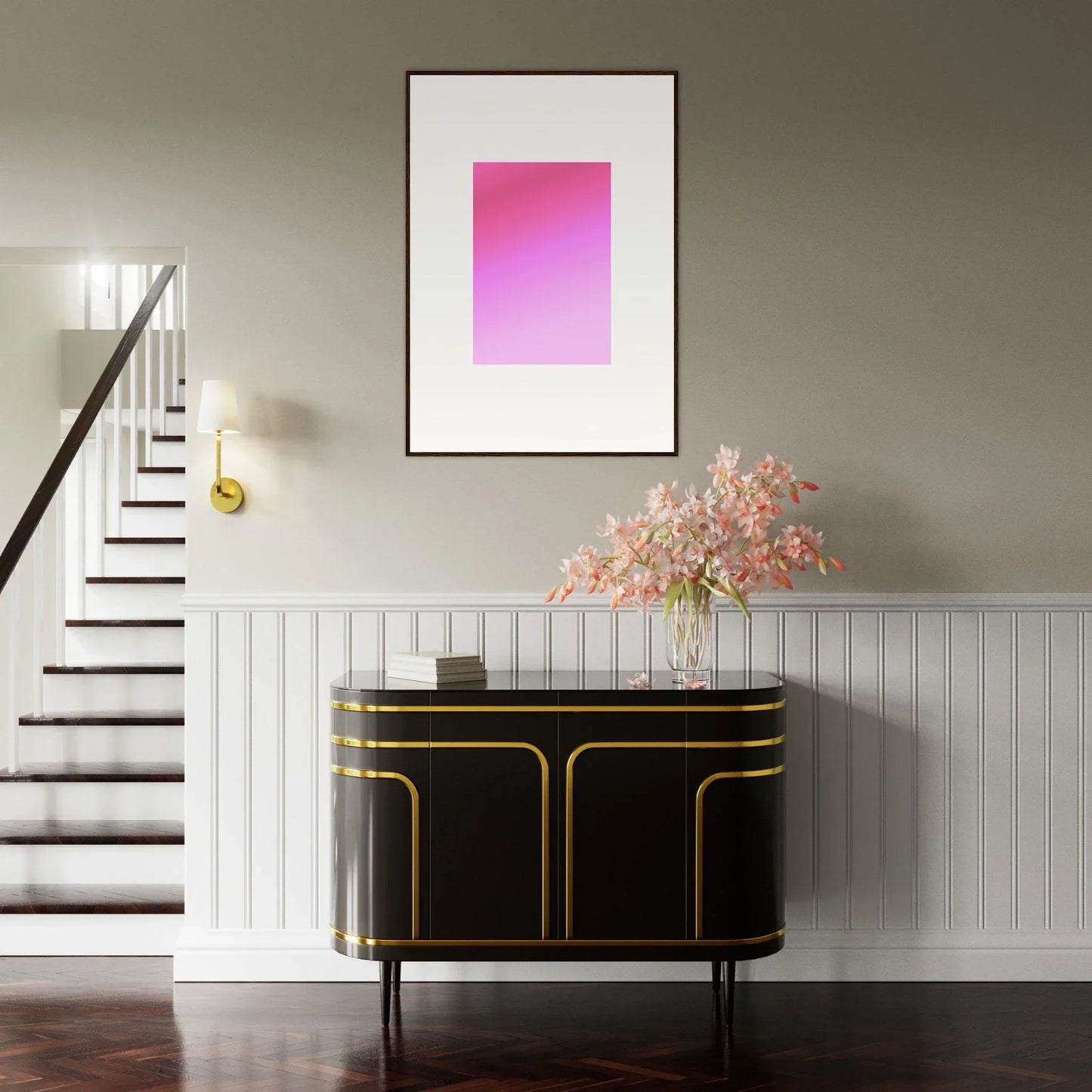 Art Deco-style black cabinet with gold trim from the Cerise Dream Surface collection