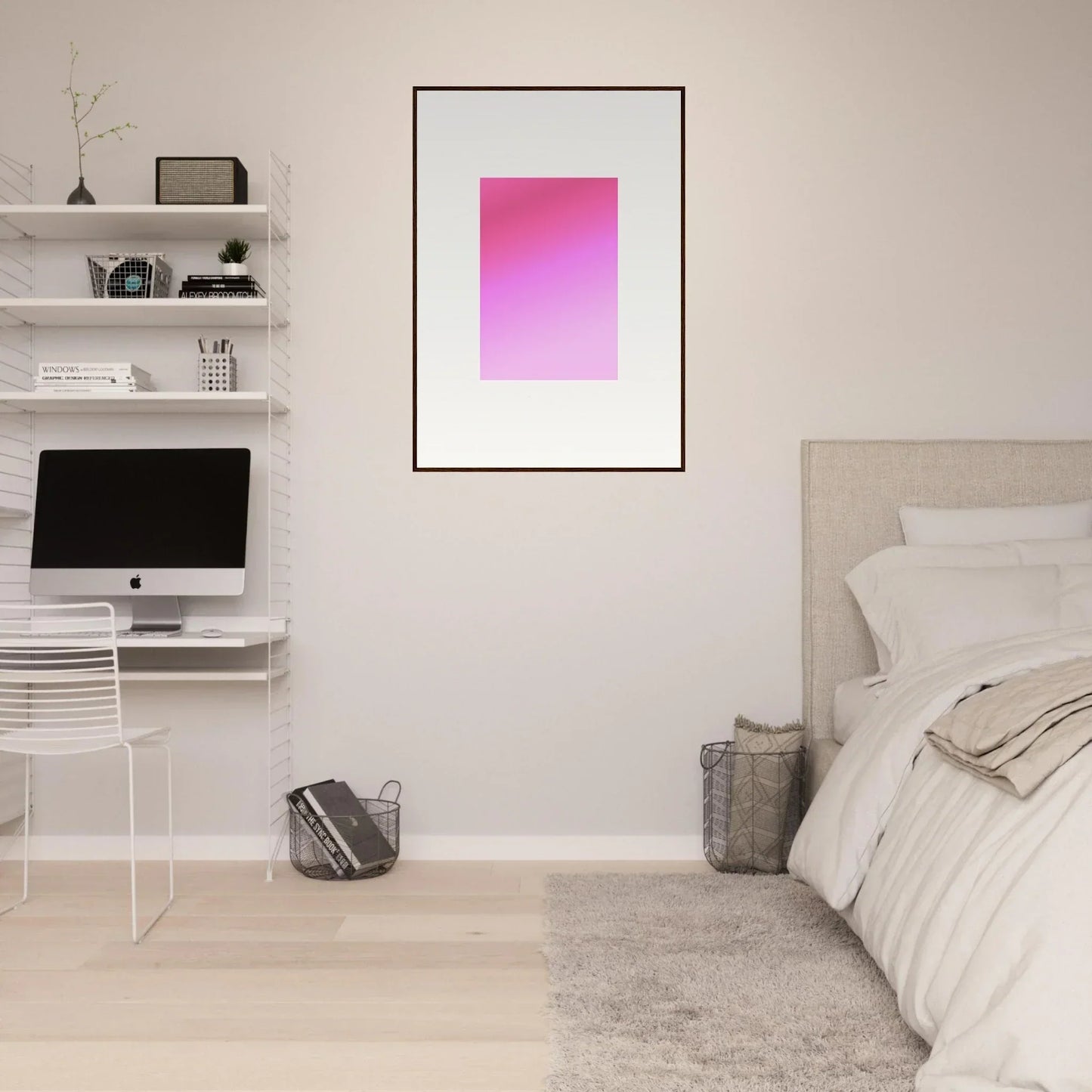 Pink and purple gradient artwork in a black frame for Cerise Dream Surface framed wall art