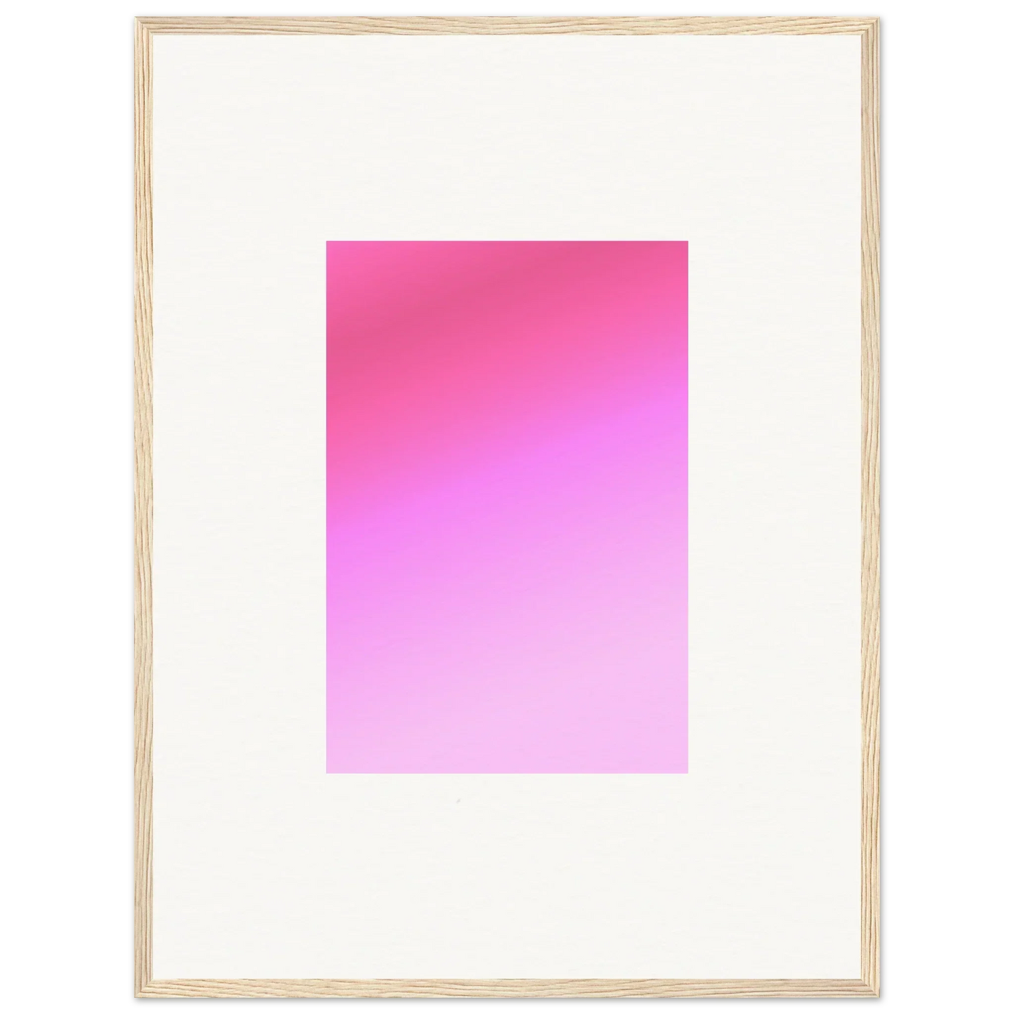 Pink gradient rectangle in a light wooden frame for Cerise Dream Surface framed wall art
