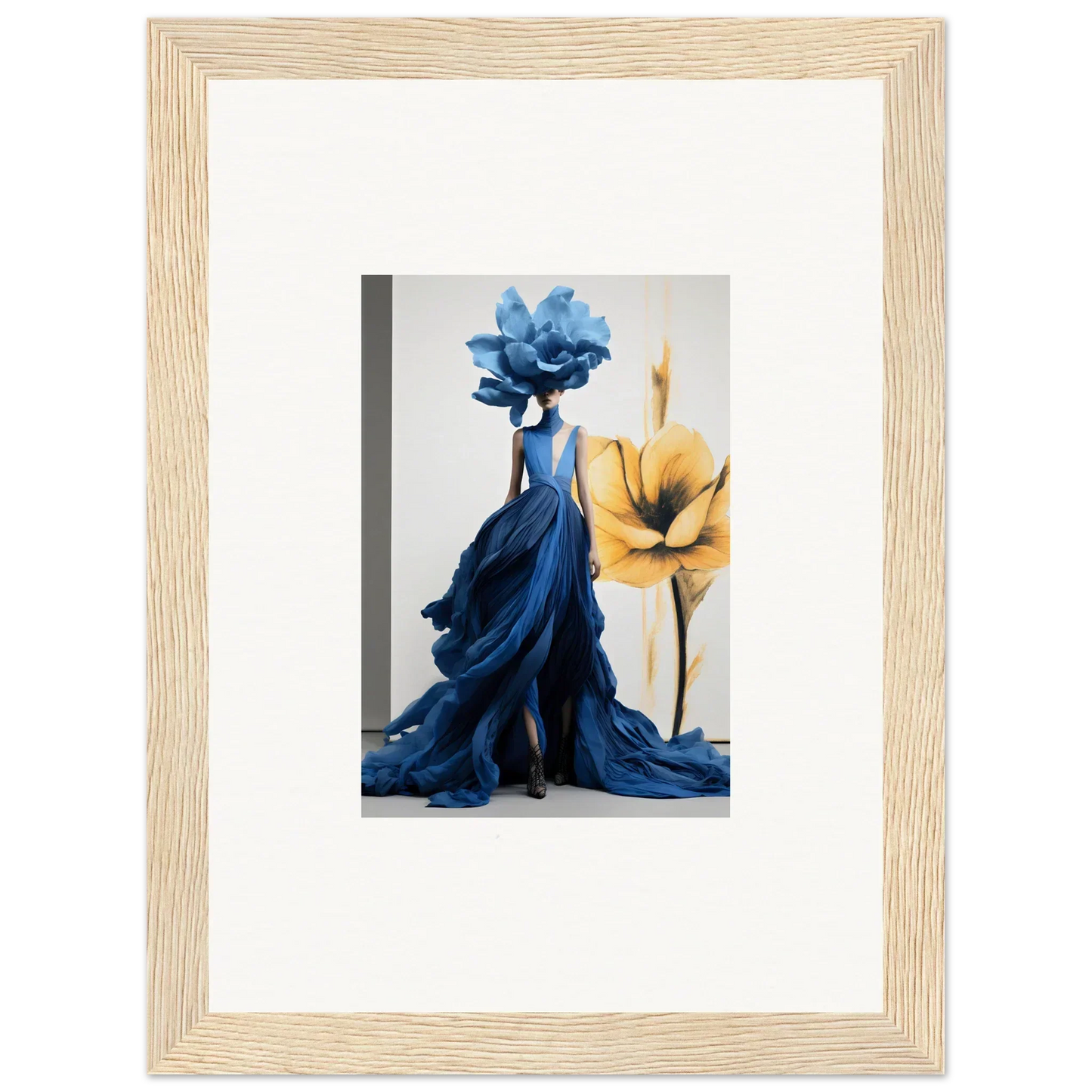 Elegant blue dress with floral headpiece in Cerulean Bloom Envoy special edition art