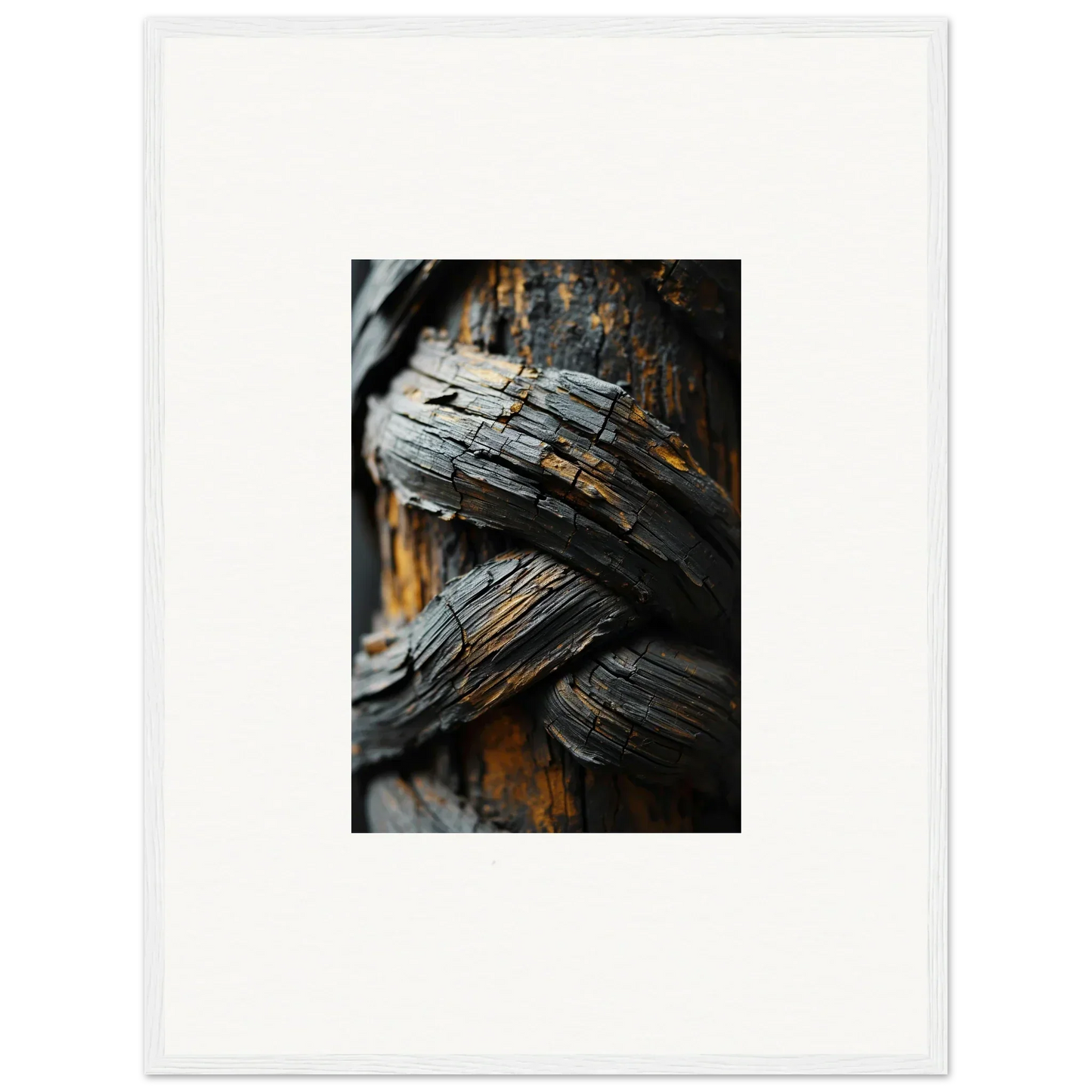 Weathered wood with dark grain adds rustic charm to a Garden Balet canvas print