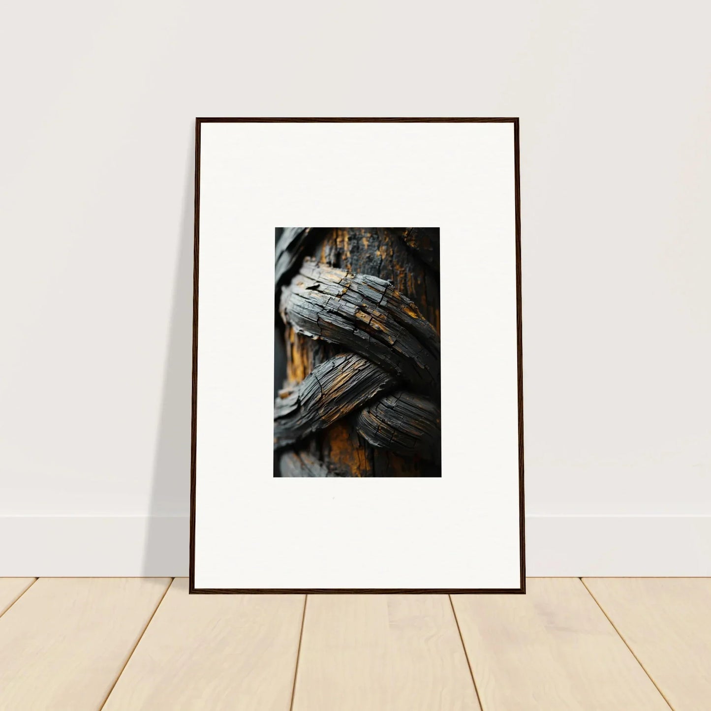 Framed photograph of rustic wooden beams, perfect for garden balet room decoration