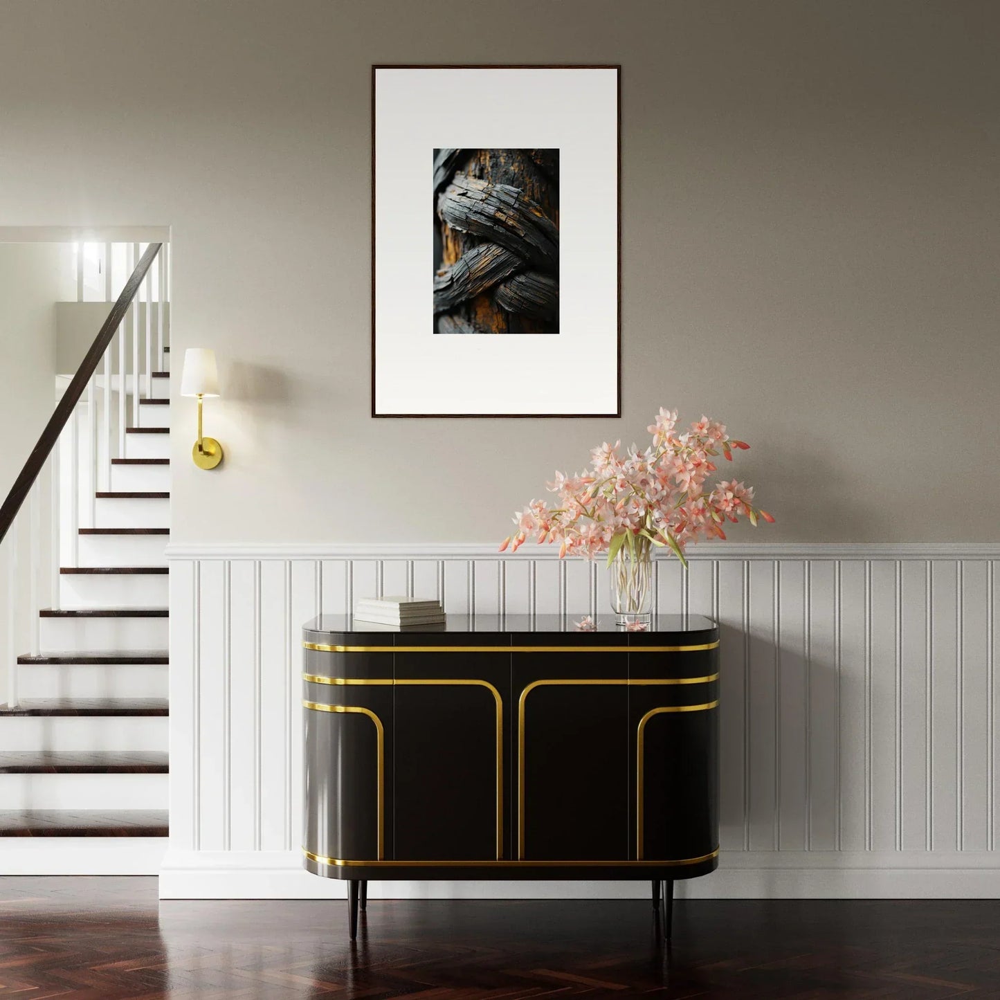 Elegant black and gold console table perfect for room decoration or enhancing your Garden Balet