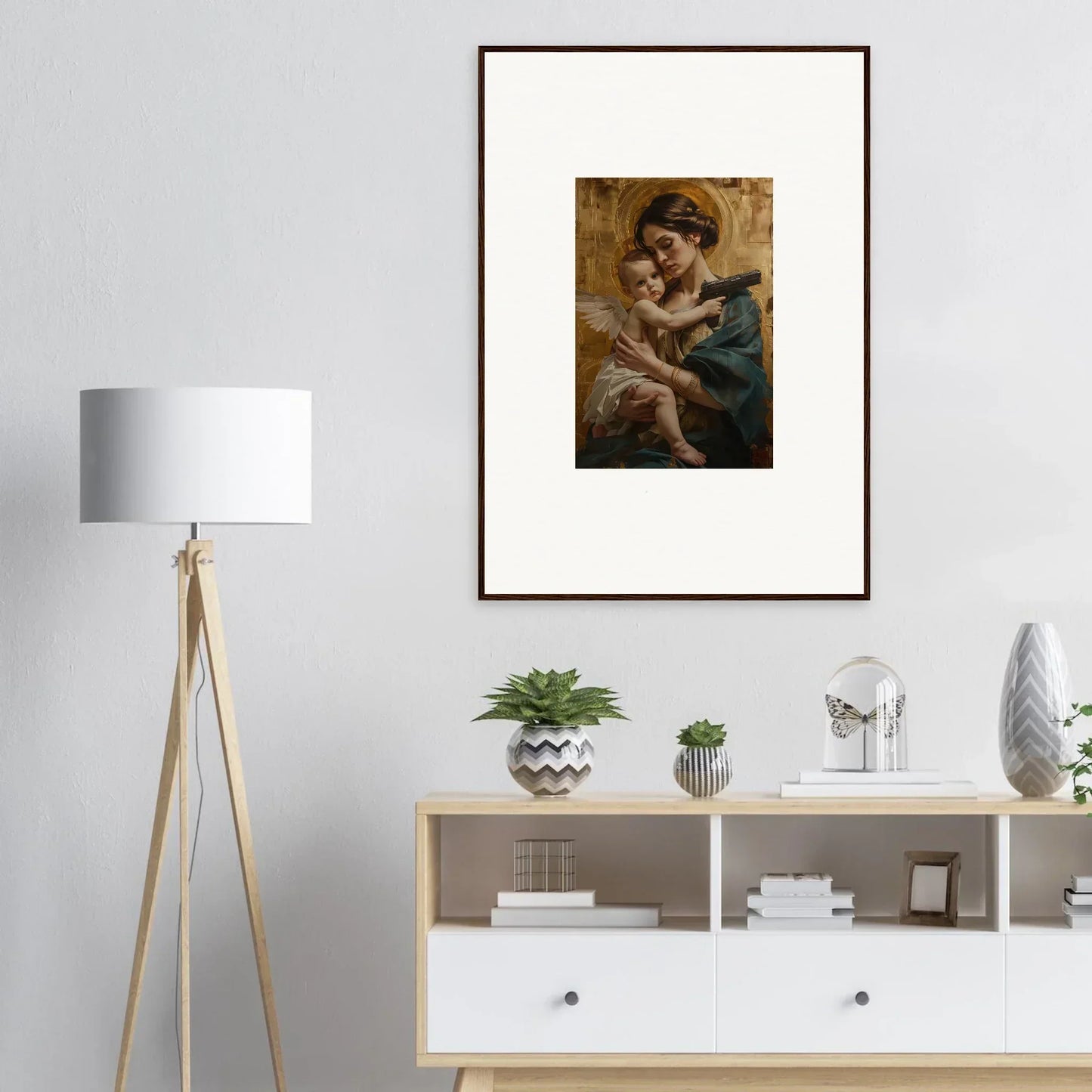Framed wall art of a woman and child, a perfect addition to your Velvet Matrix room decor
