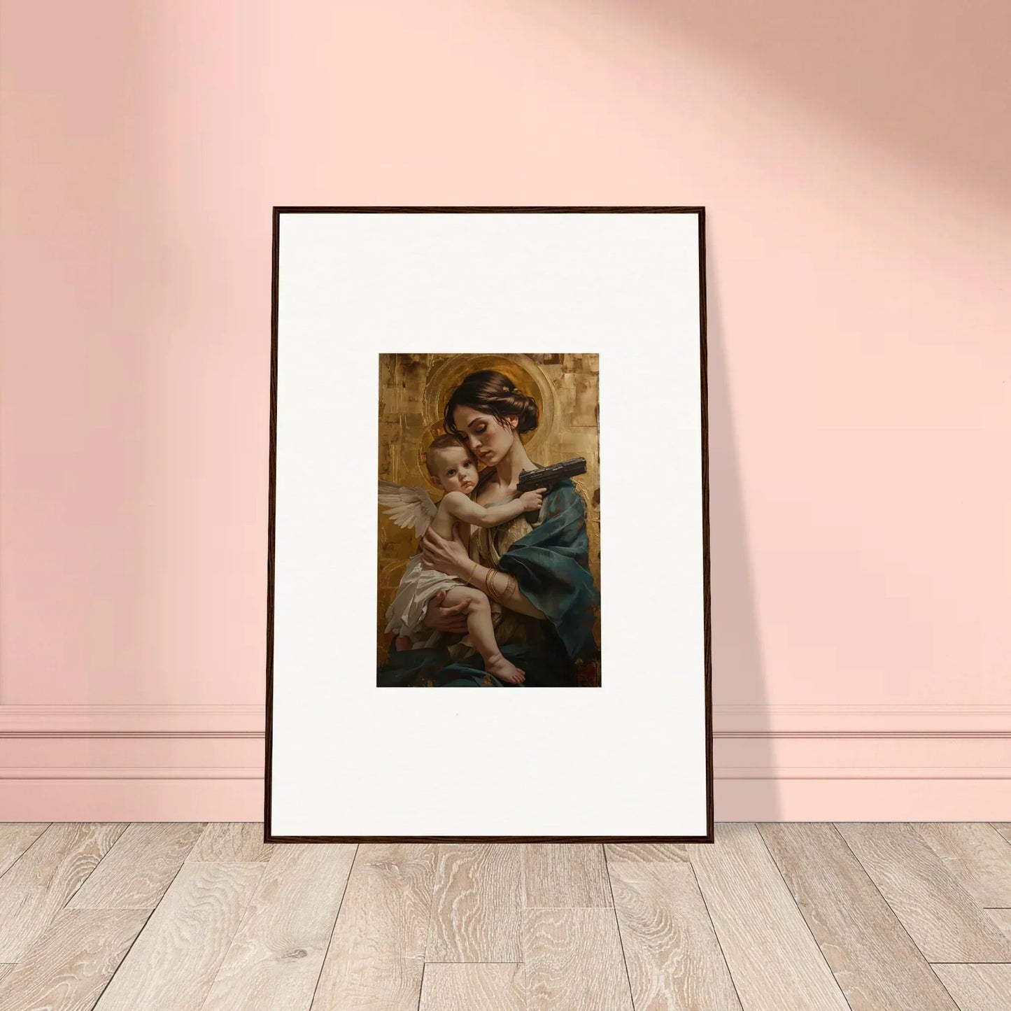 Framed wall art of a woman with a child, perfect for your Velvet Matrix room decor
