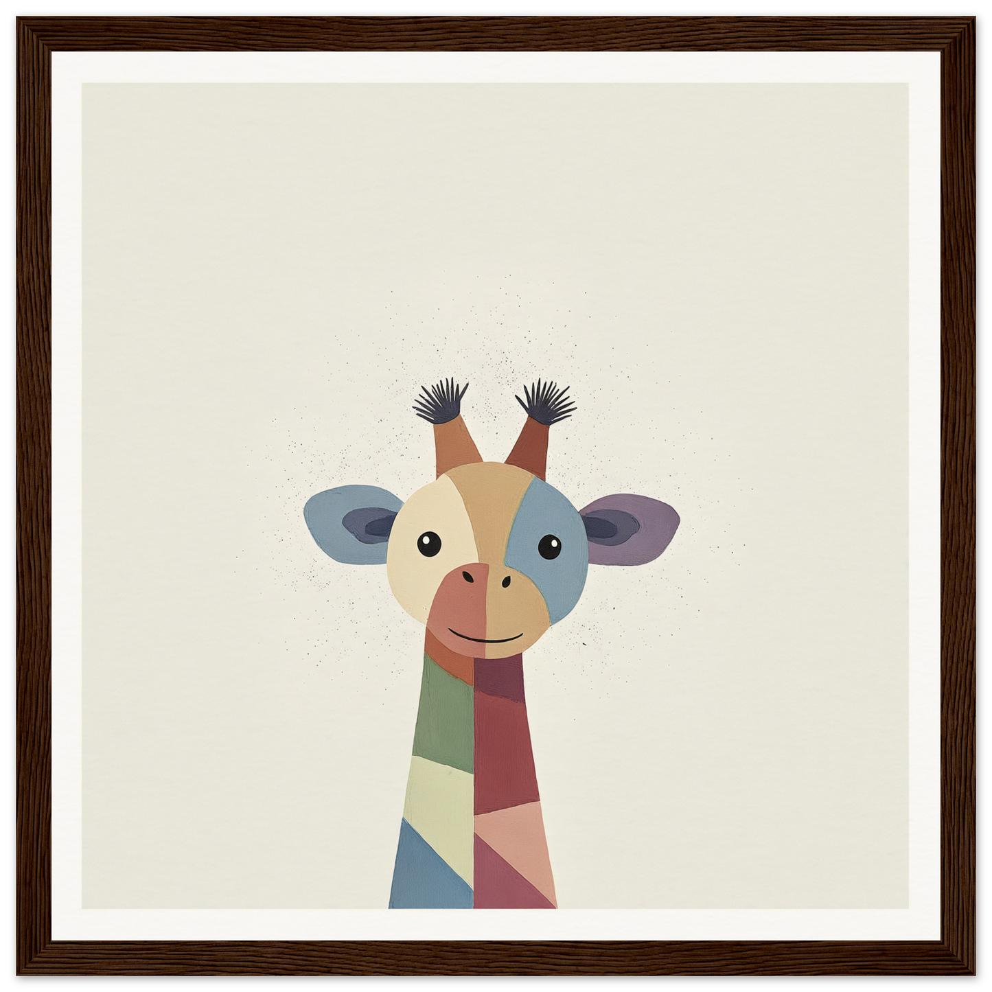 Geometric cartoon giraffe head with multicolored patches from Chroma Tall Tales