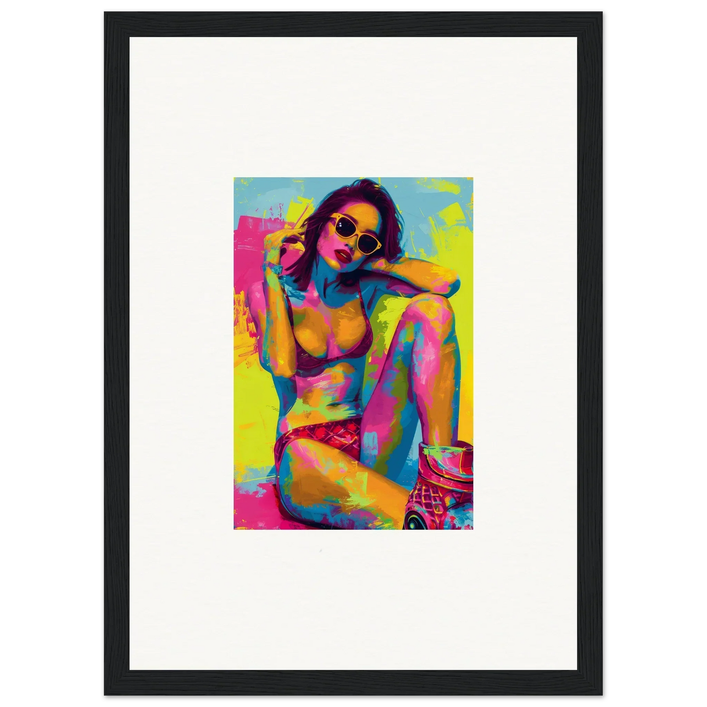 Colorful pop art woman in sunglasses, perfect for Daydream Elixirs canvas print decor
