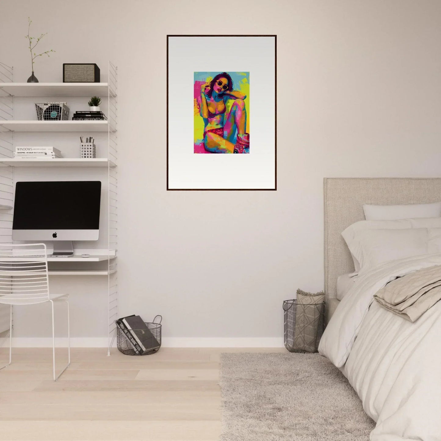 Colorful abstract portrait of a woman in a bikini for a fun room decoration canvas print