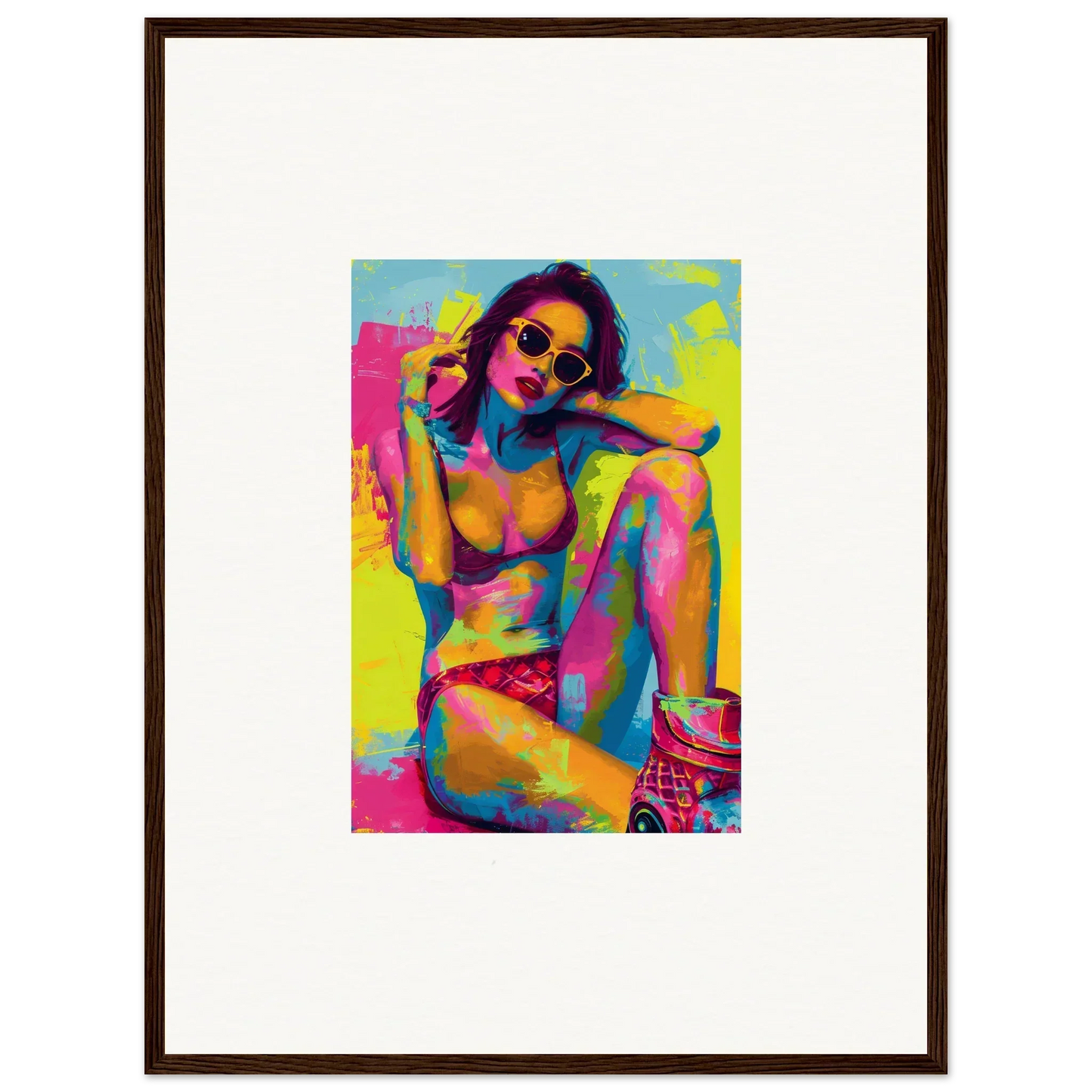 Colorful pop art portrait of a woman in sunglasses for your Daydream Elixirs canvas print
