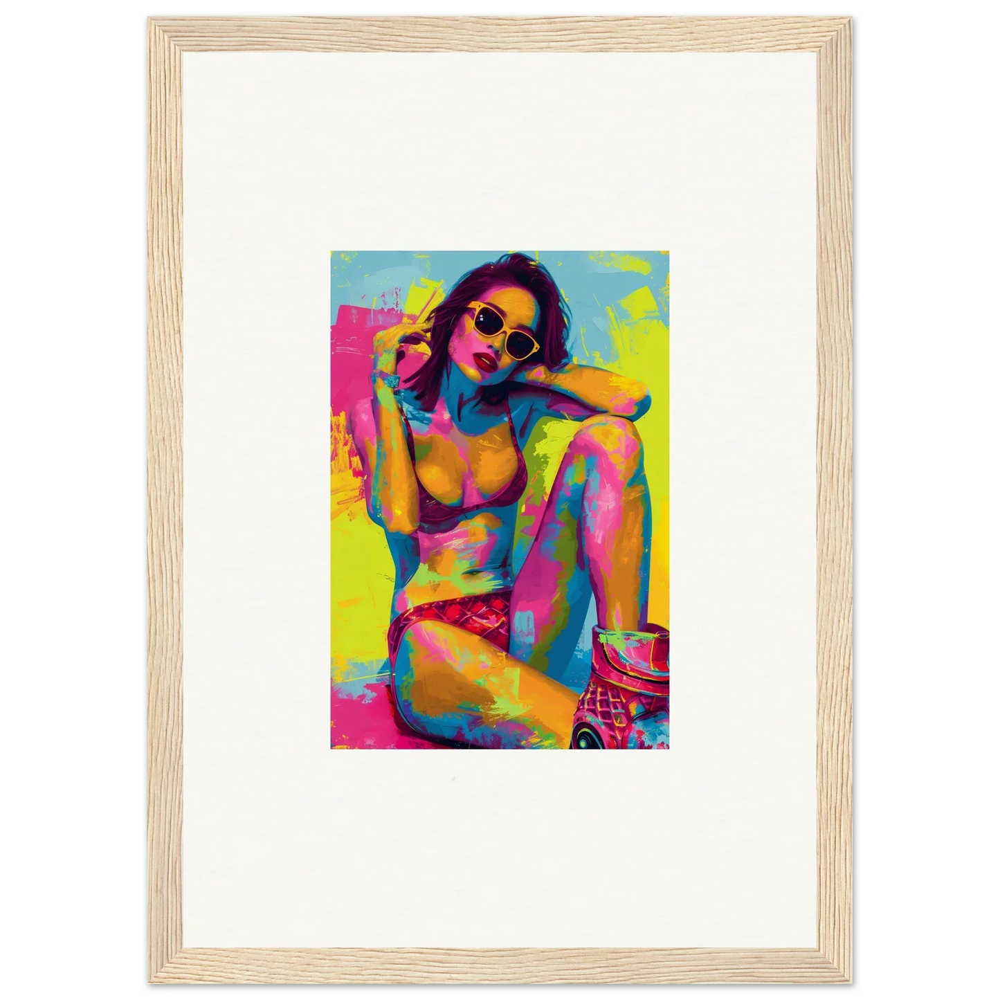 Colorful pop art portrait of a woman in swimwear for your daydream elixirs canvas print